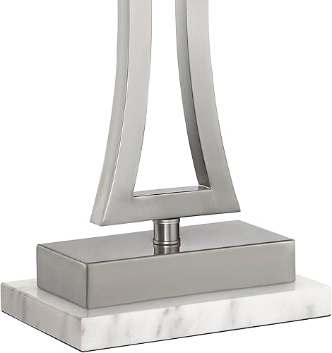 Miniatura 6 de 360 Lighting Roxie - Lámparas de mesa modernas con elevadores de mármol blanco de 31 pulgadas de alto, juego de 2 pantallas de tela rectangular de