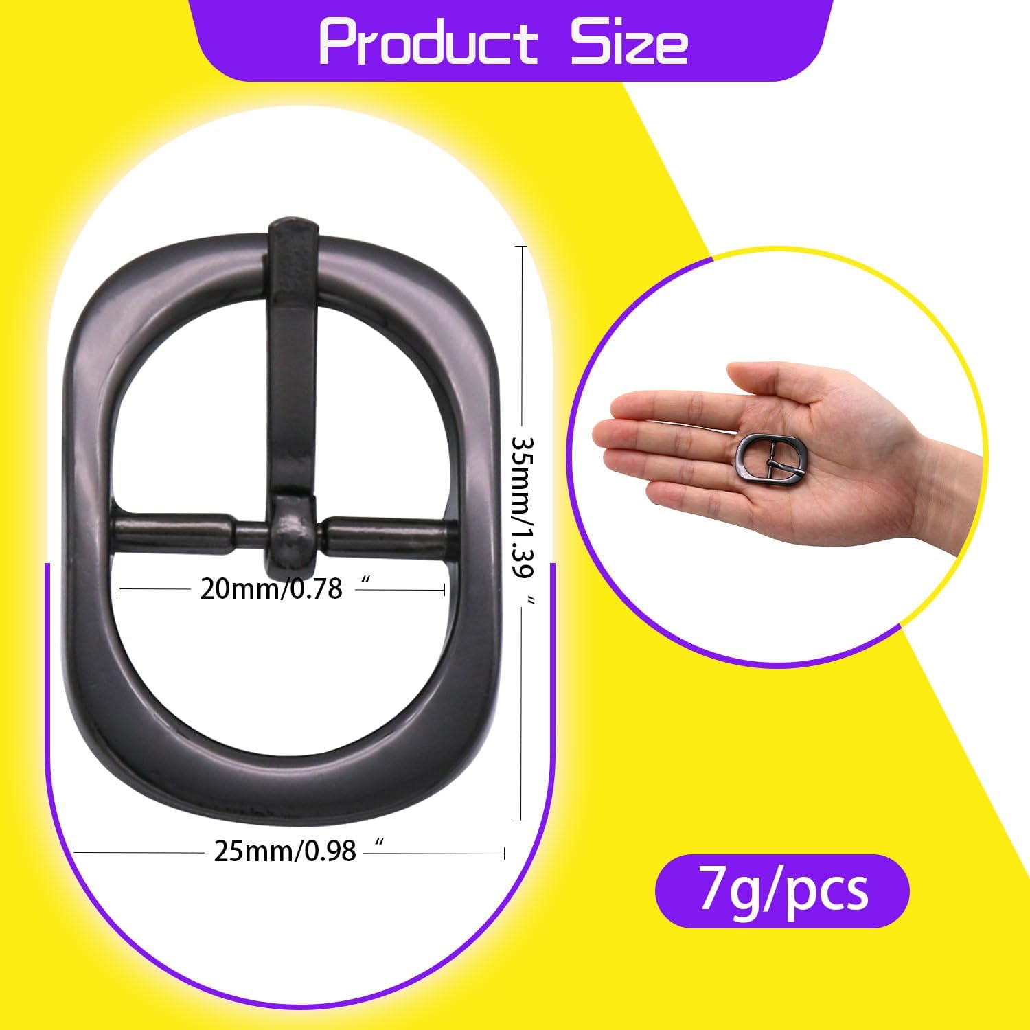 Metal Roller Buckle Center Bar Buckle for Leather Bags Crafts - Image 2