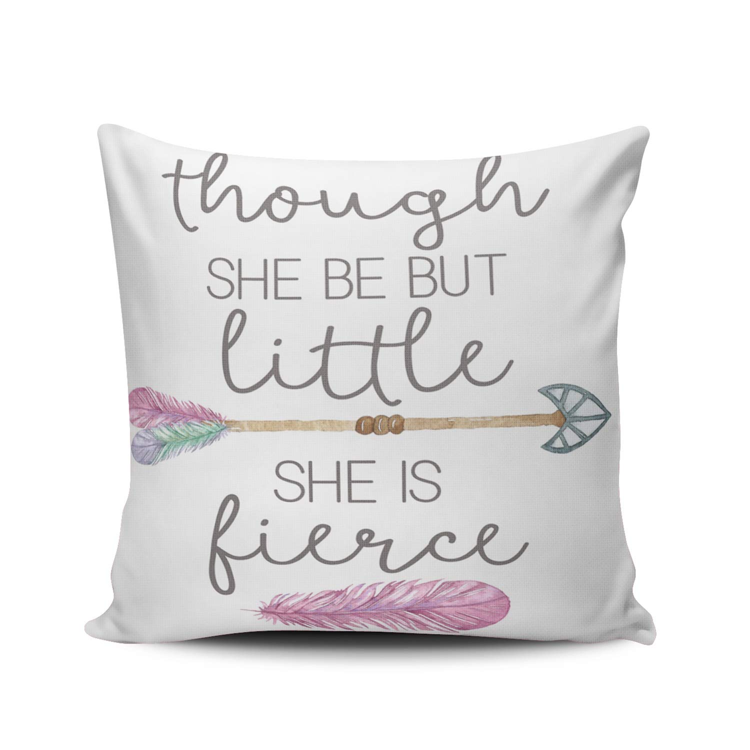 ONGING Decorative Throw Pillow Case Purple and White Nursery Little Fierce Arrow Tribal Feather Pillowcase Cushion Cover One Side Design Printed Square Size 18 x 18 inch