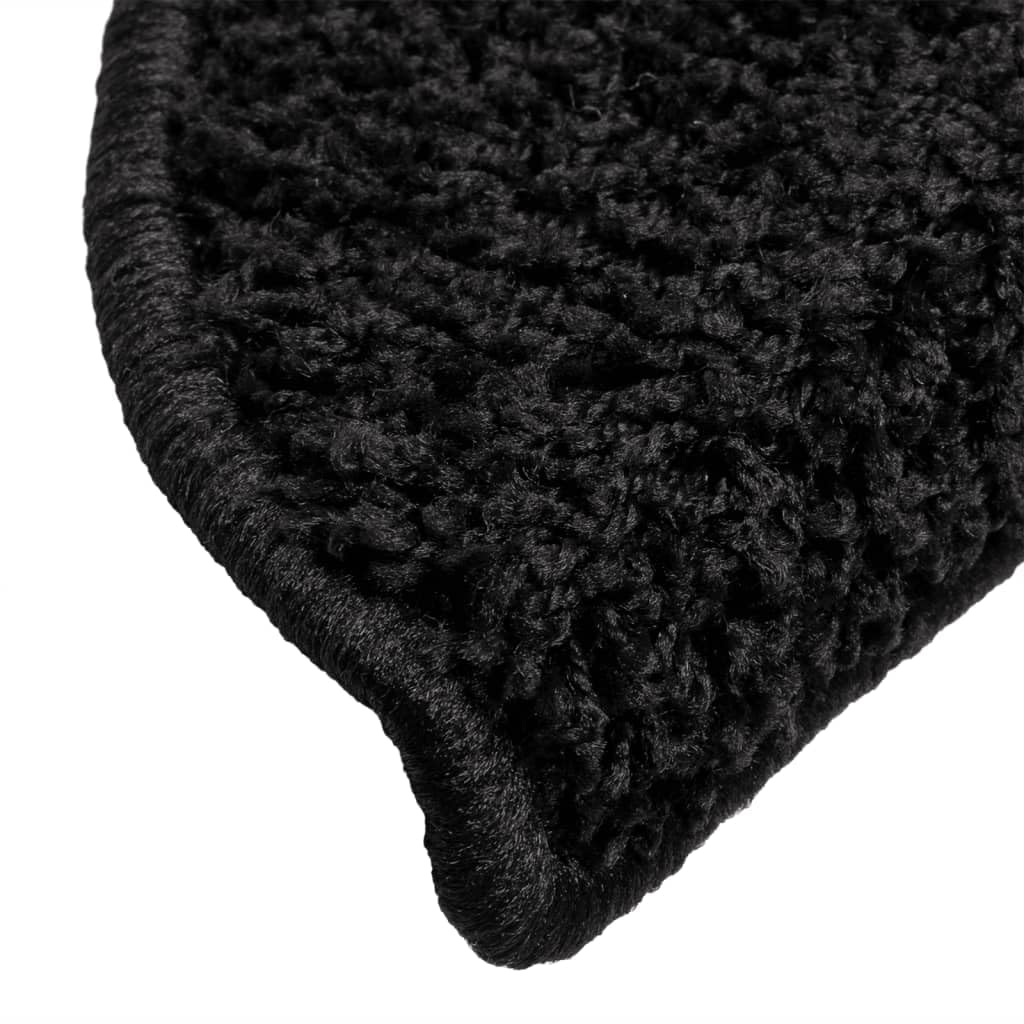 vidaXL Tapis d'escalier 15 pièces 56 x 17 x 3 cm Noir Demi-Rond