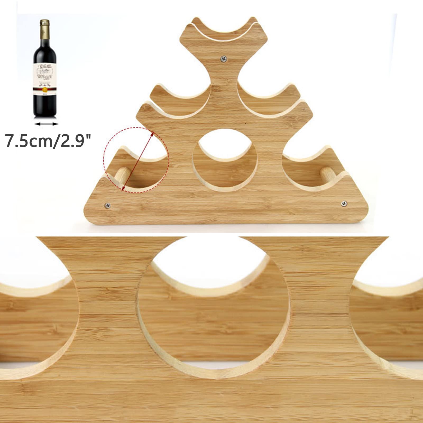 Botellero de vino para encimera de madera de bambú, estante de almacenamiento de botellas de vino, estante para botellas de vino para mostrador (1) Vision