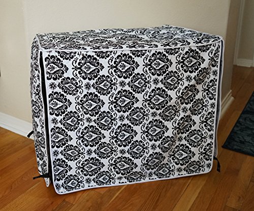 528zone Black & White Damask Design Dog Pet Wire Kennel Crate Cage Cover (Small, Medium, Large, XL, XXL) (Medium…