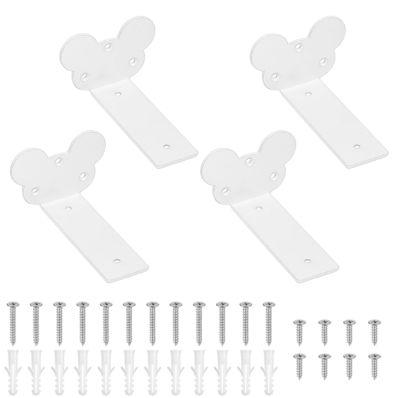 4 Pcs Escuadras Para Estanterias, 12.5cm Soporte Estanteria Pared, Soportes para Estantes, Soporte Baldas Pared, Escuadras Estanterias Metalicas Invisibles, Soportes Flotantes (Blancos/Ratón/12.5cm)