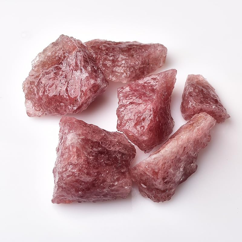 Copeaux naturels de cristal de quartz de fraise, gravier en pierre cru