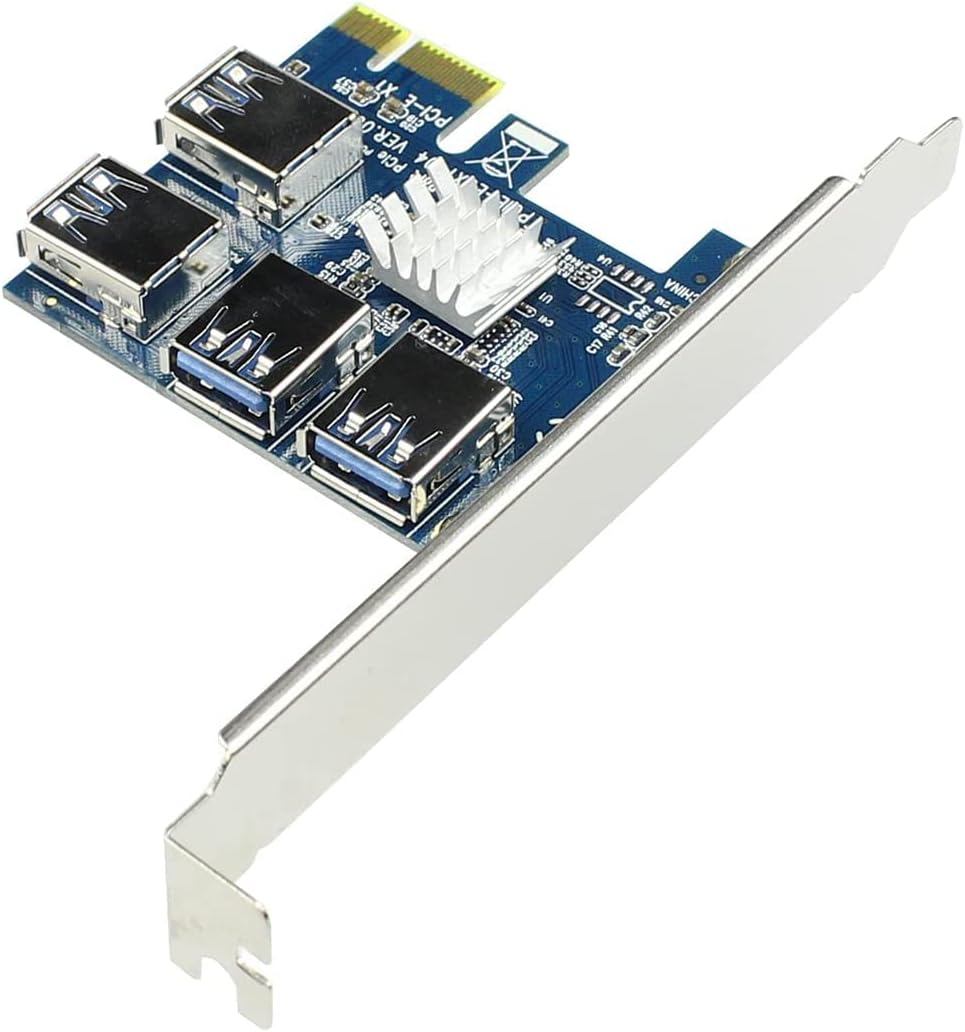 PCIe 1 to 4 PCI-Express 16X Slots Riser Card PCI-E 1X to External 4 PCI-e USB 3.0 Adapter Multiplier Card for Bitcoin Miner (10 Pcs)