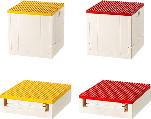 SHIMOYAMA Caja de almacenamiento plegable duplo paquete de 2 contenedores de almacenamiento de 25 litros con tapa de juego de construcción 26
