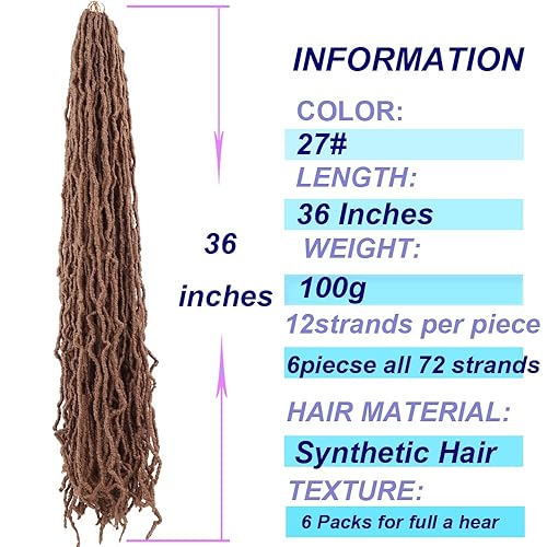 Miniatura 3 de Trenzas de ganchillo sintéticas de 36 pulgadas 6 paquetes de rastas súper largas de diosa de ganchillo rizadas onduladas suaves para mujeres