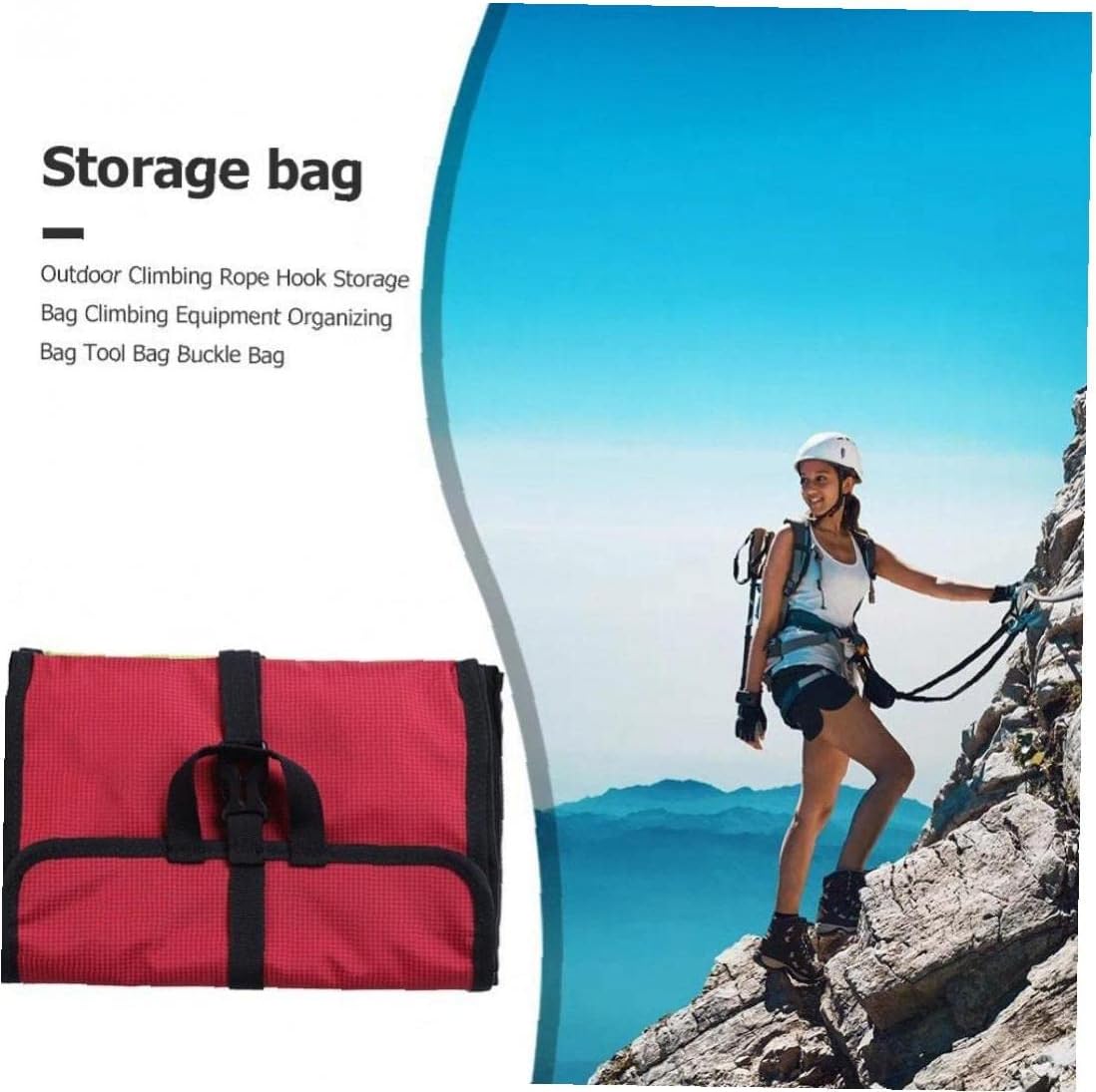 Climbing Quickdraw Bag Nylon Roll Up D-Ring Hook Carabiner Gear Storage Case Waterproof Carabiner Hook Gear Equipment Organizer Pouch : Everything Else