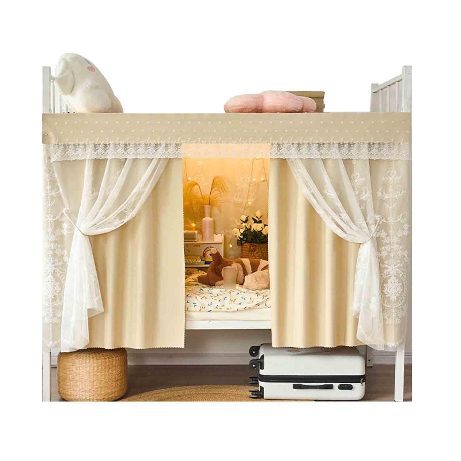 Rideau de lit superposé en polyester noble beige décoratif cabane