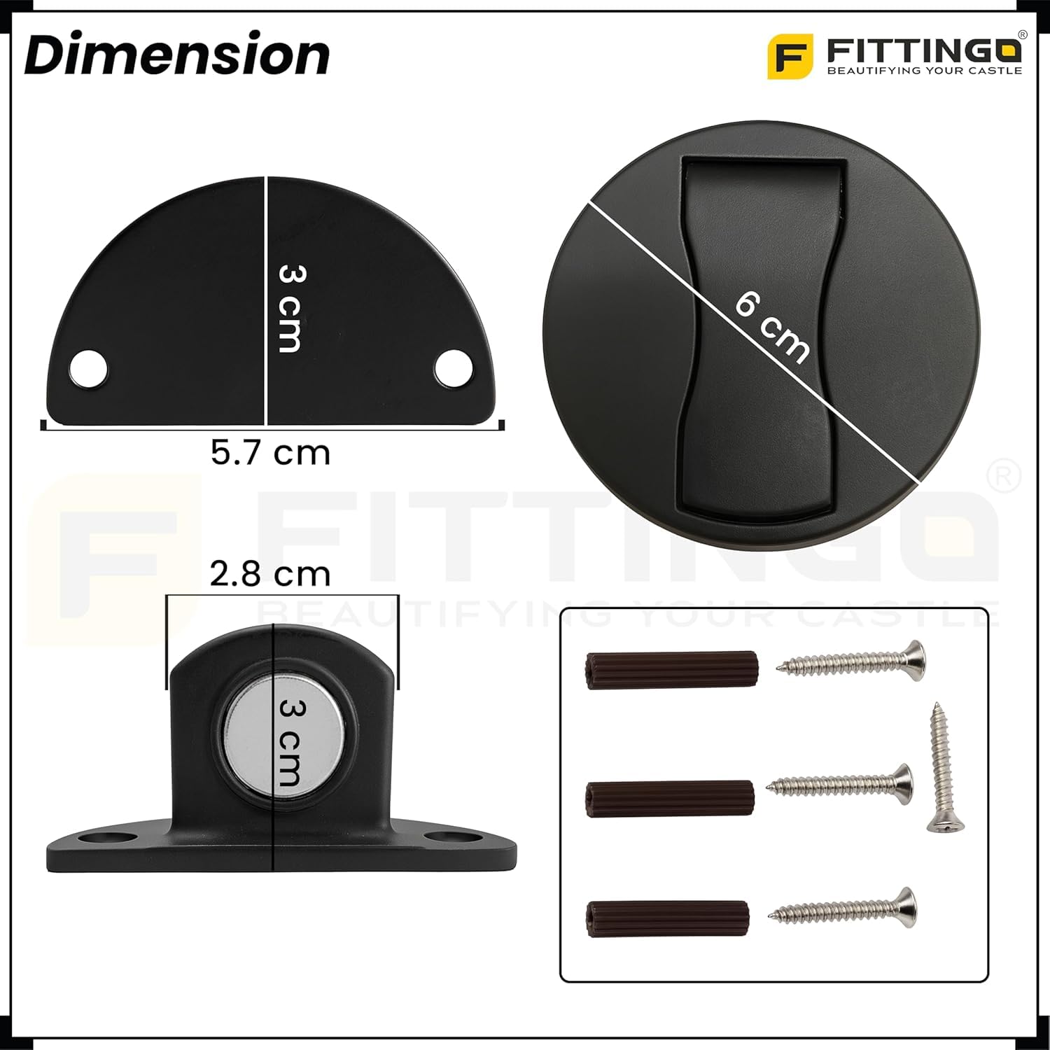 Round Magnetic Door Stopper Black Finish Stainless Pack 2 — Amazon image 2