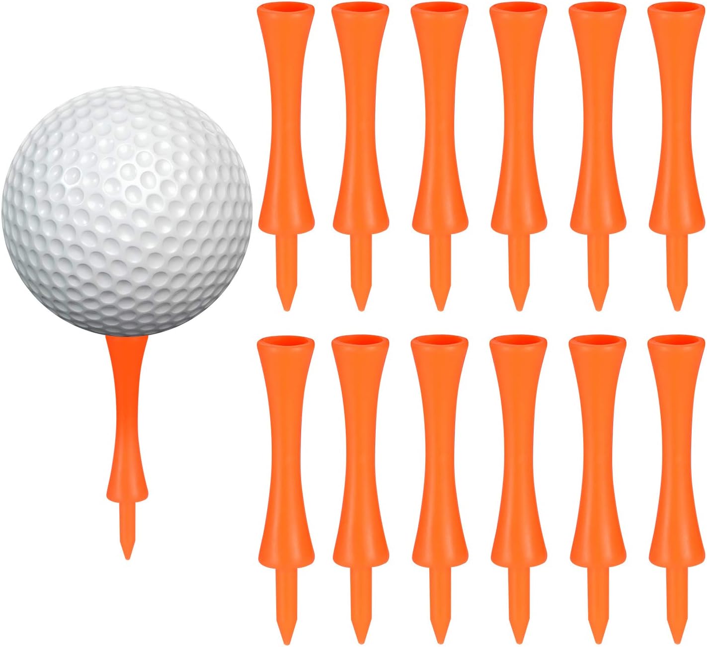 Zocipro 100Pcs 70mm Plastic Golf Tees - Durable Castle Golf Tees for Driver, Practice Mats and Plastic Balls (Orange)