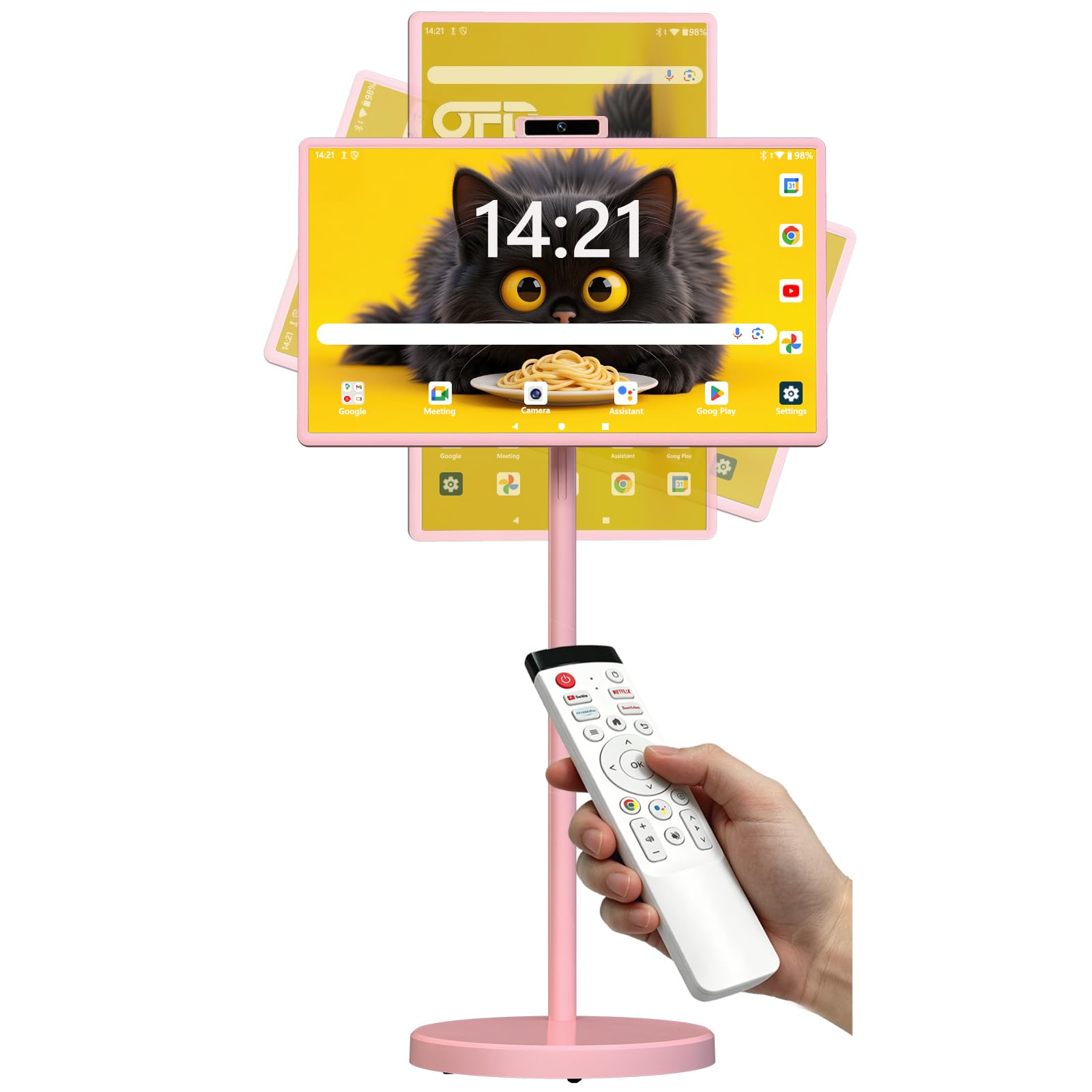 OFD TV portatile da 32 pollici su ruote FHD, Android 15, certificato EDLA, Rolling TV con 8+128GB ROM, monitor touch screen portatile, batteria incorporata 6-8H tempo di riproduzione, telecomando