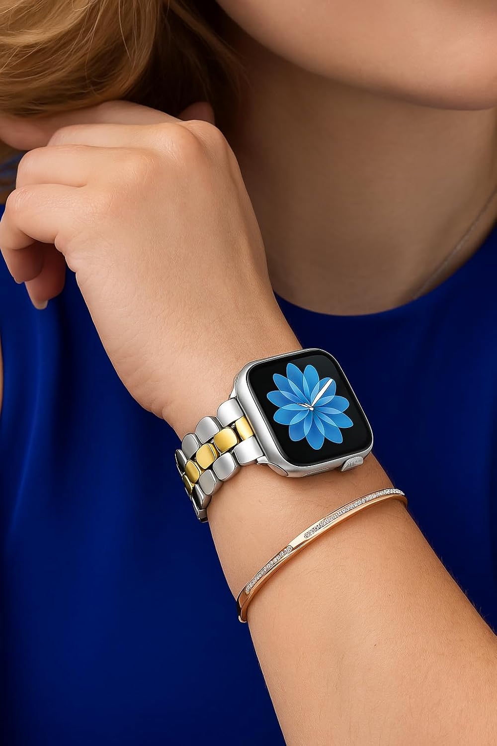 Moolia Stainless Steel Bracelet Compatible with Apple Watch Band 42/41/40/38/46/45/44/49mm Designer Elegant Metal Women Replacement Bracelet for iWatch Series 11 10 9 8 7 6 5 4 3 2 1 SE/Ultra（1/2/3） - Image 4