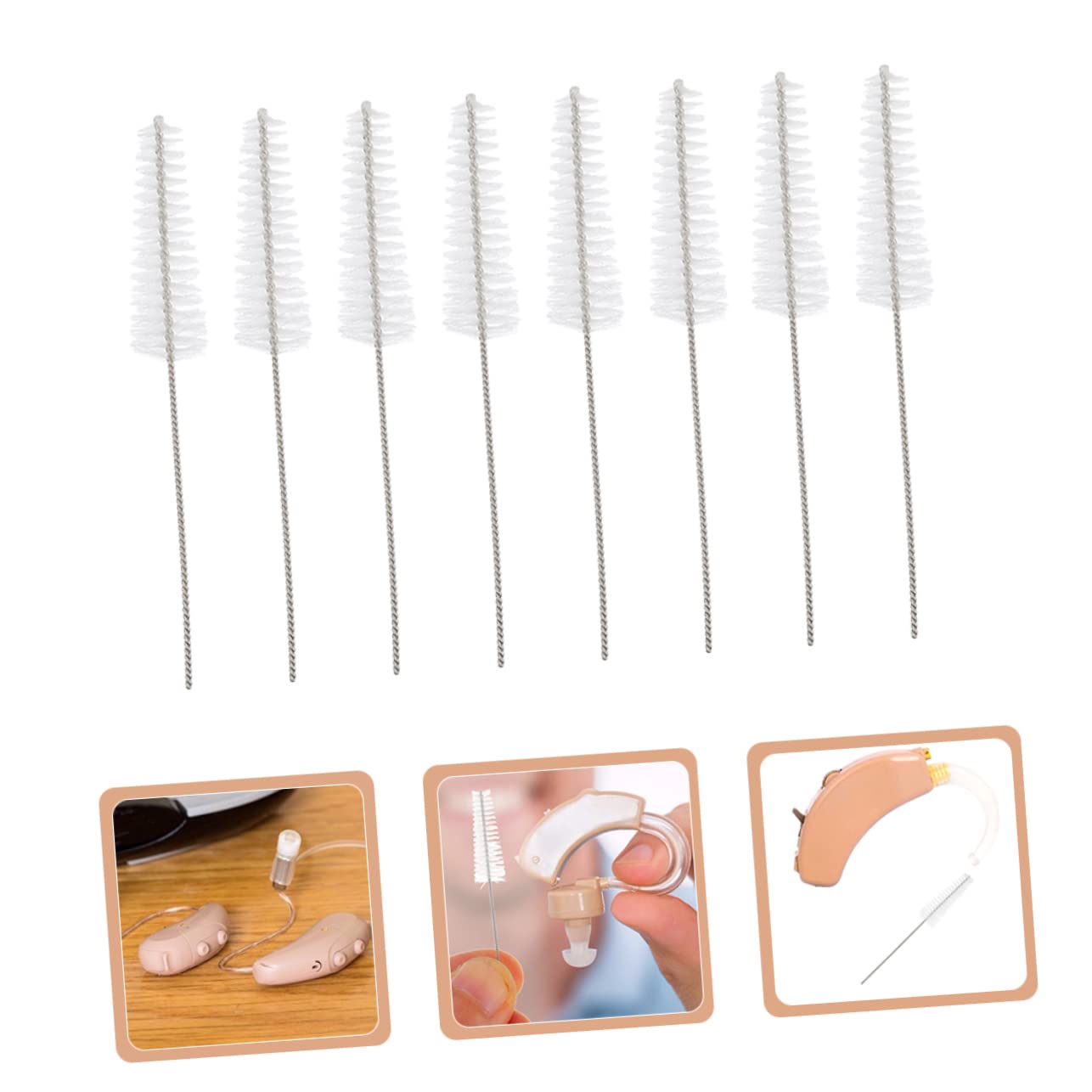 WOFASHPURET 8Pcs Cleaning Tools Nylon Brushes for Vent and BTE Tube Cleaning Portable and Compact Design for Non Slip Handle for Comfortable Use