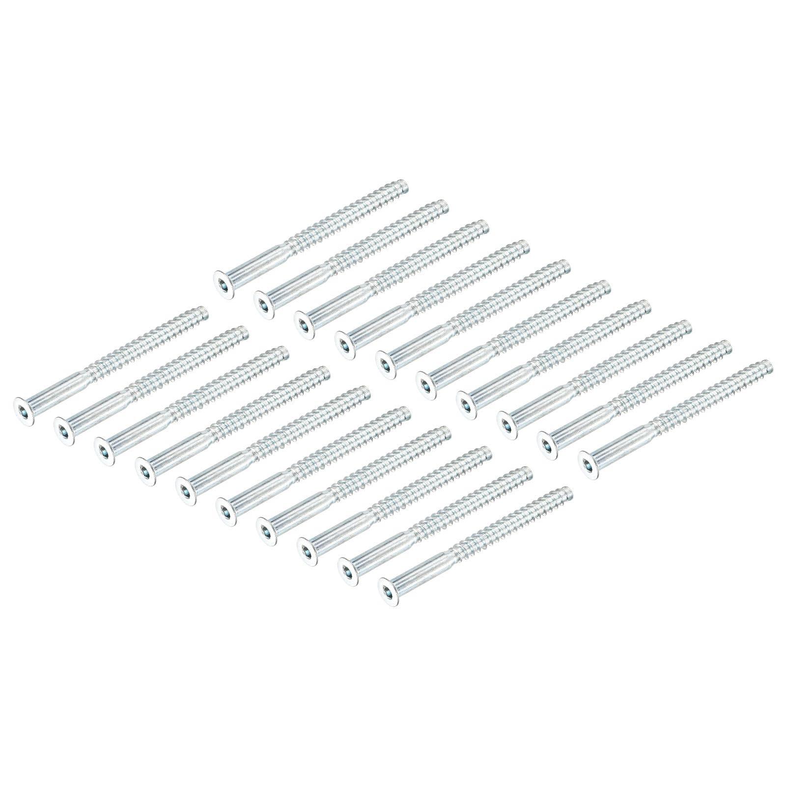 QUARKZMAN 100Pcs Tornillos de Conexión Autoperforantes con Cabeza Avellanada y Hexagonal M7x85mm de Acero Al Carbono para Muebles Confirmat, Plateado