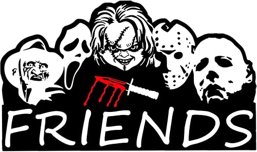 Astute Grace Calcomanía de personajes de películas de terror con Jason, Chucky Myers Fred y Ghost Face para coches, paredes, computadoras