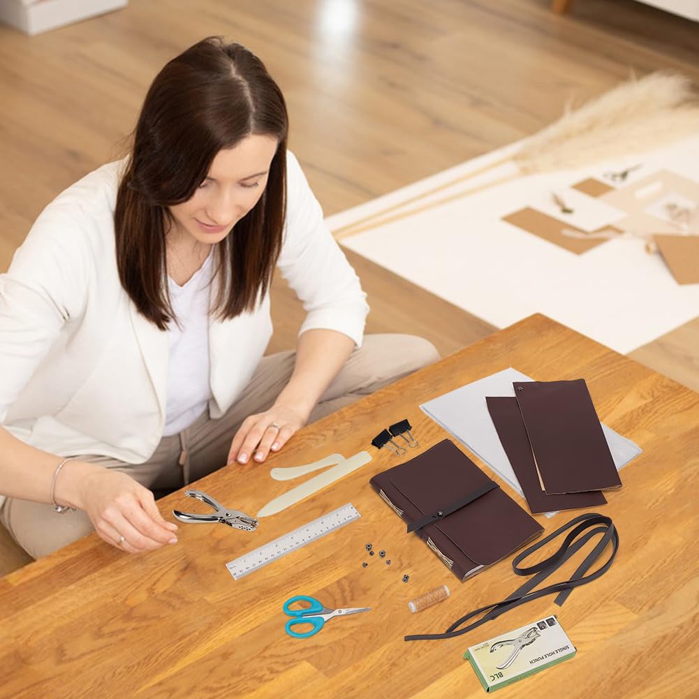 "WEBEEDY Kit di Rilegatura per Principianti Diario in Pelle Fai-da-Te Set di Rilegatura di Libri Kit per la creazione di Libri Kit Fai da Te per Adulti Kit Completo di Forniture per Rilegatura con Fi