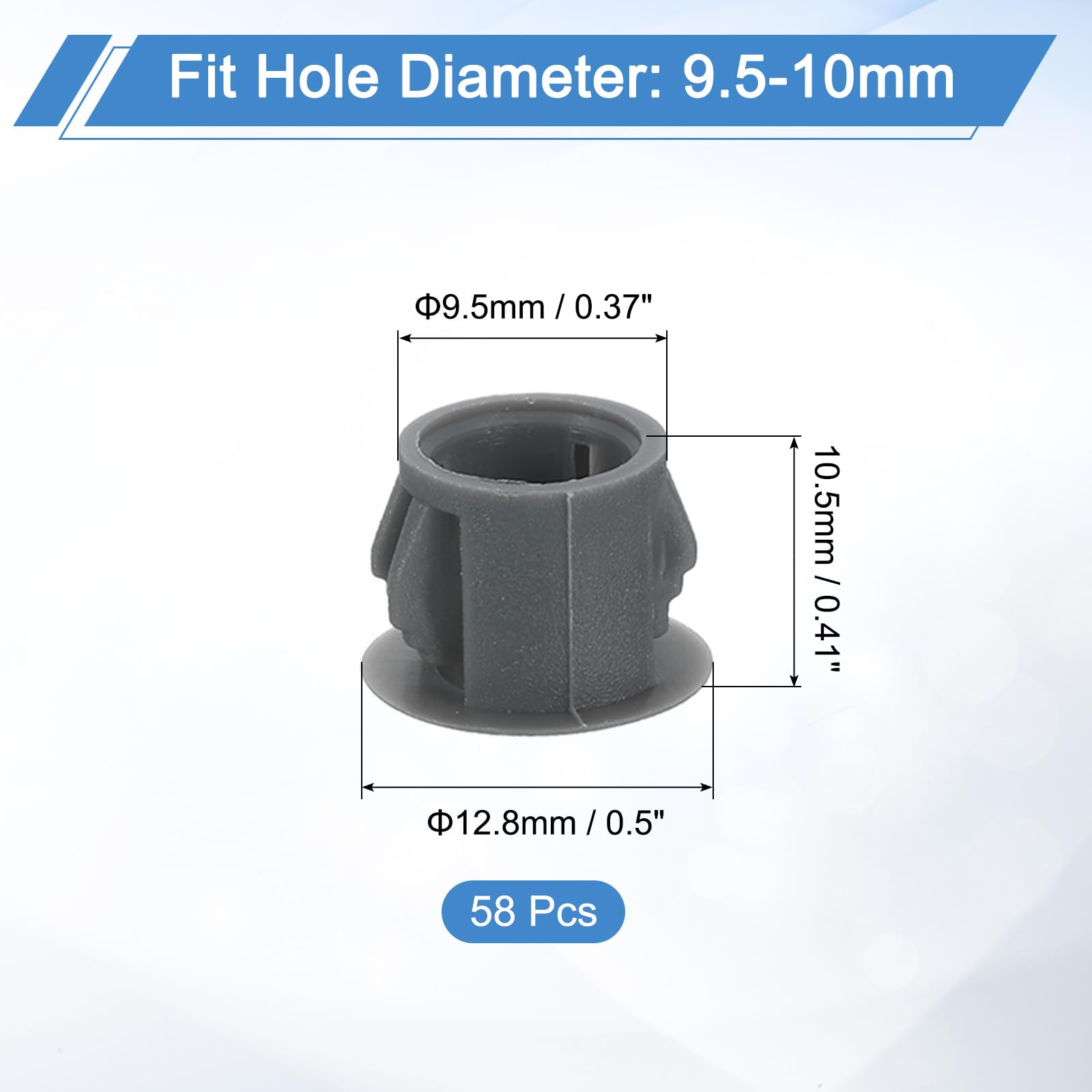 QUARKZMAN 58 Pz 10mm(3/8") Tappi Copriforo A Scatto Rotondo Per Pannello Incassato Per Inserto Di Mobili, Pannello Terminale, Grigio