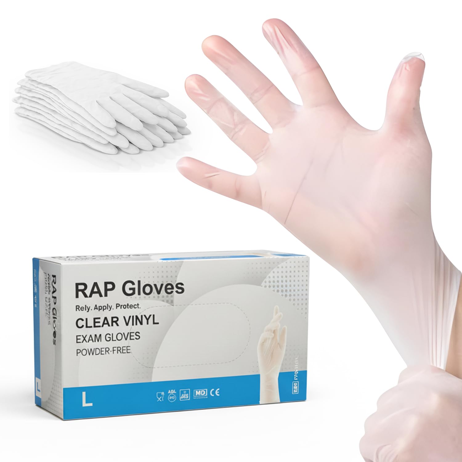 Disposable Clear Vinyl Gloves Large Size 100 pcs – Food Safe, Latex-Free Gloves for Cooking, Exam & Household Tasks — image 1