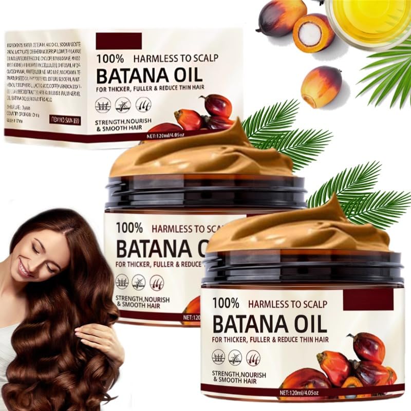 Raw Batana Oil for Hair Growth and Repair, 100% Natural and Pure Unrefined Batana Oil from Honduran Organic Hair Oil Prevent Hair Loss, Moisturize Scalp & Treats Dry Hair (2pc)