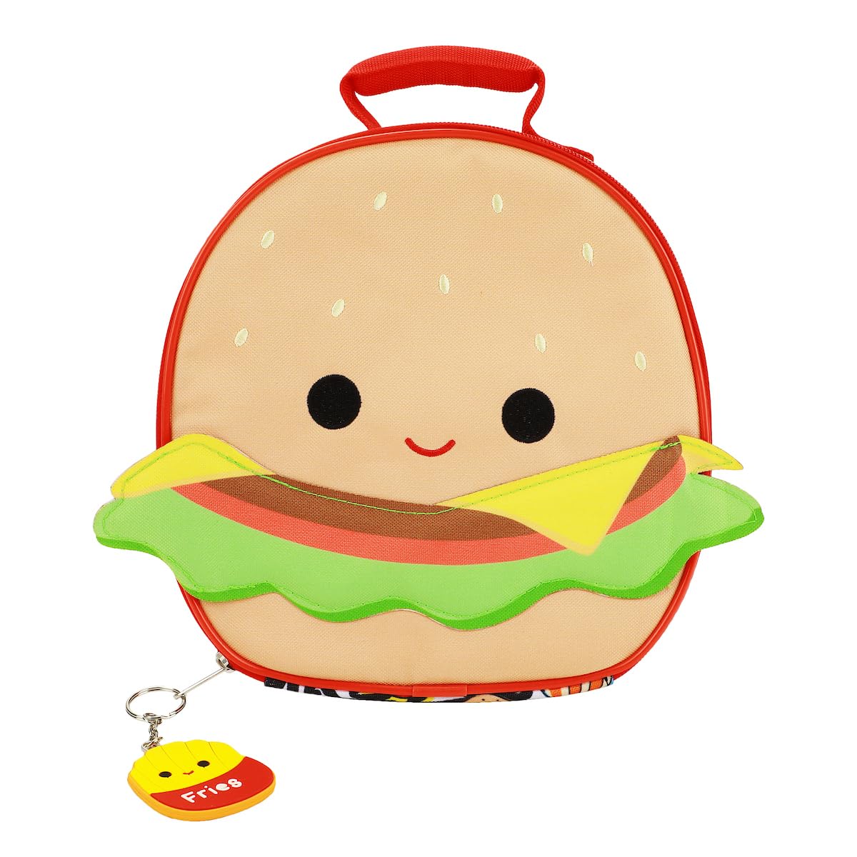Bioworld Carl The Cheeseburger Squishmallows 8.5” Lunch Tote With Carl And Floyd Keychains