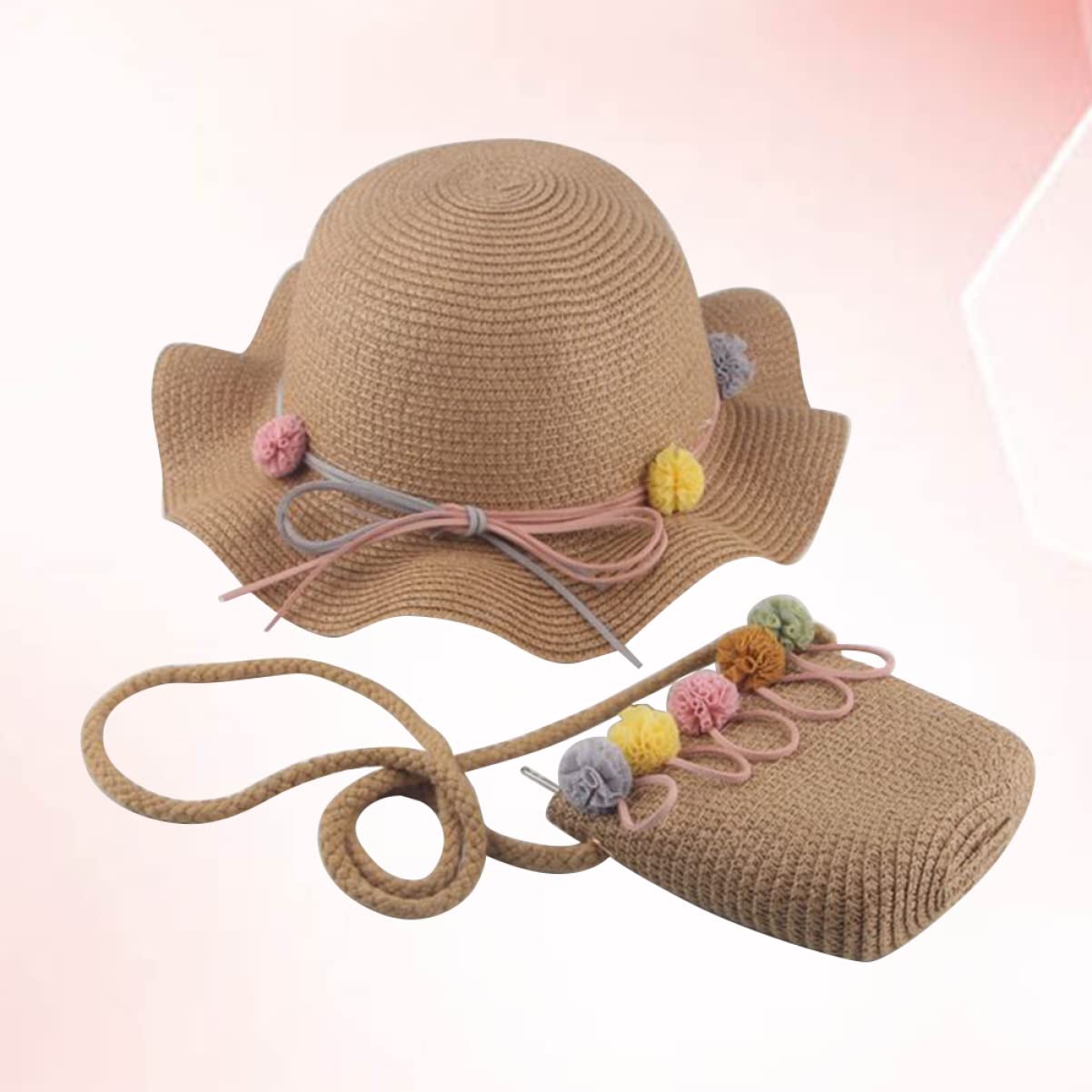 SOIMISS 2st Strandtasche Strohhandtaschen Mit Reißverschluss Rattan Geldbörse Klein Gewebte Umhängetasche Strandhut Große Krempe Sonnenhut Kleinkind Kinder Hölzern Kopfbedeckung Baby