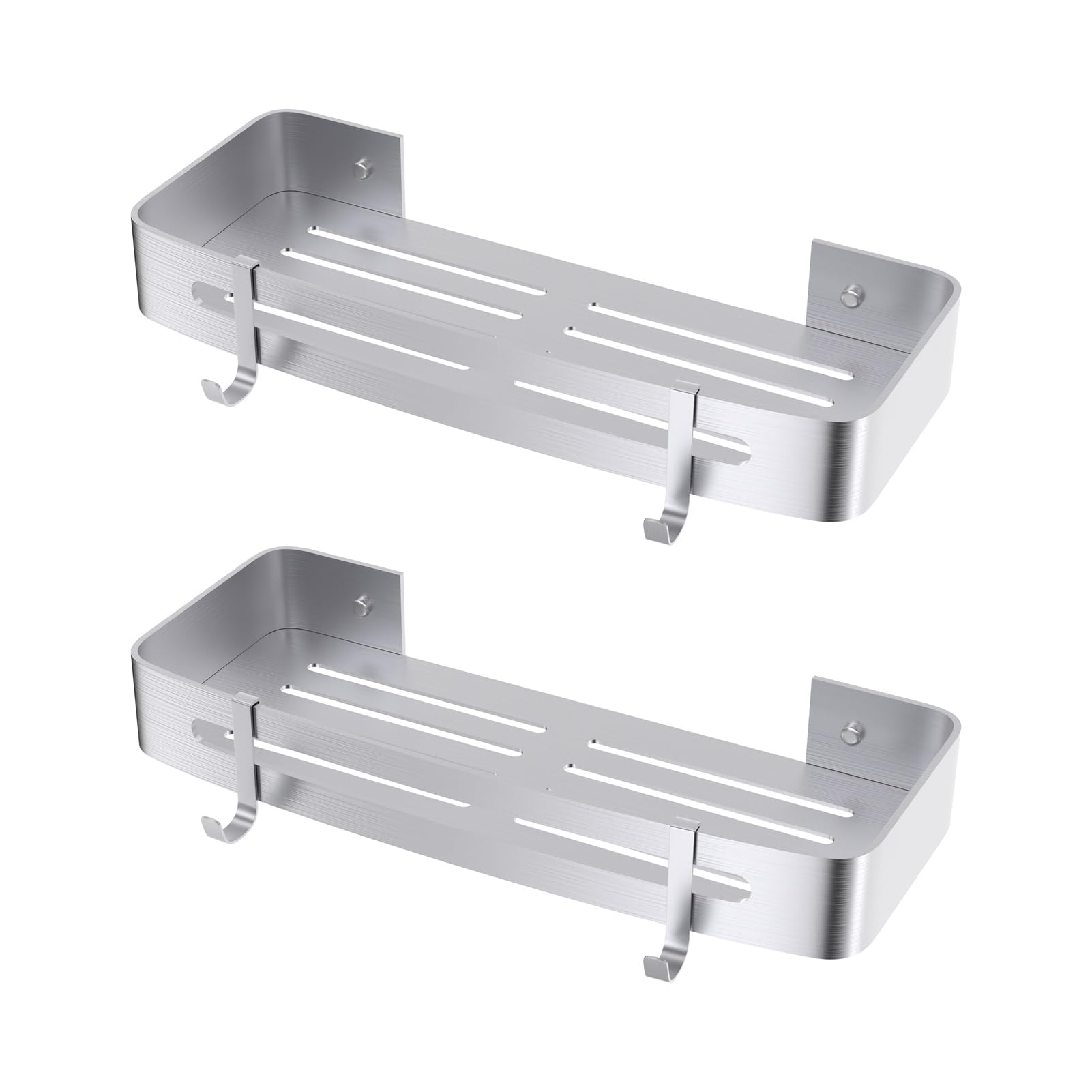ZGTMSZ Estante Ducha Sin Taladro, Aluminio Engrosado de Estanteria Baño-2 Piezas, Rectángulo Estantería Ducha, Organizador Autoadhesivo, Estante de Ducha Montado En (Plata)