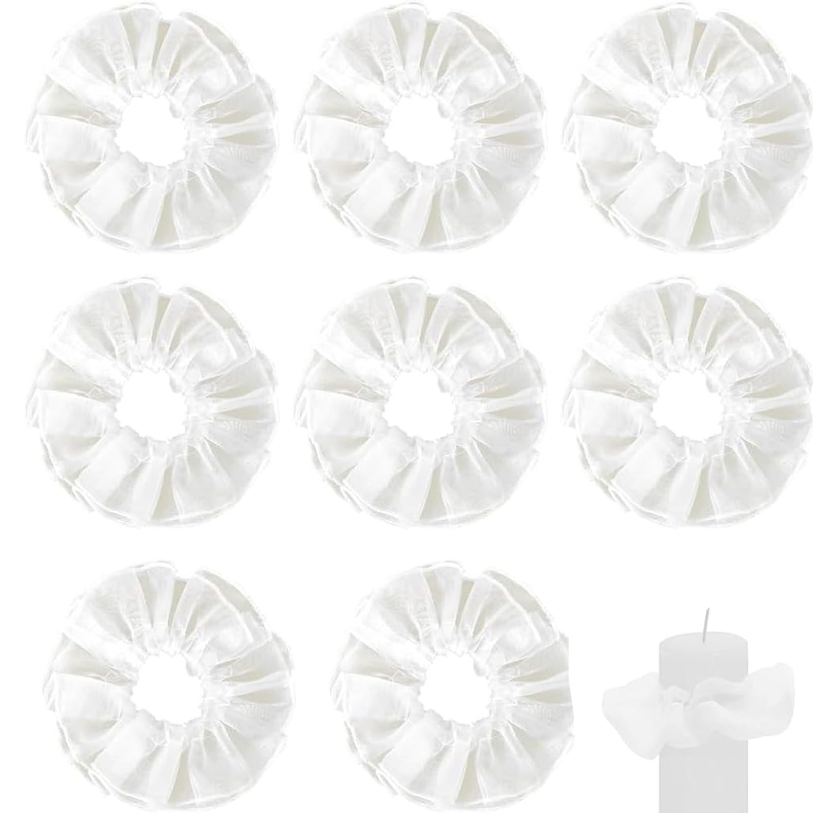 8 Pezzi Candele Antigoccia Gocce In Tulle/Protezione Antigoccia Tulle Bianco Gonna a Candela Manicotti Decorazione Di Candele Per Comunione, Battesimo, Matrimonio, Compleanno