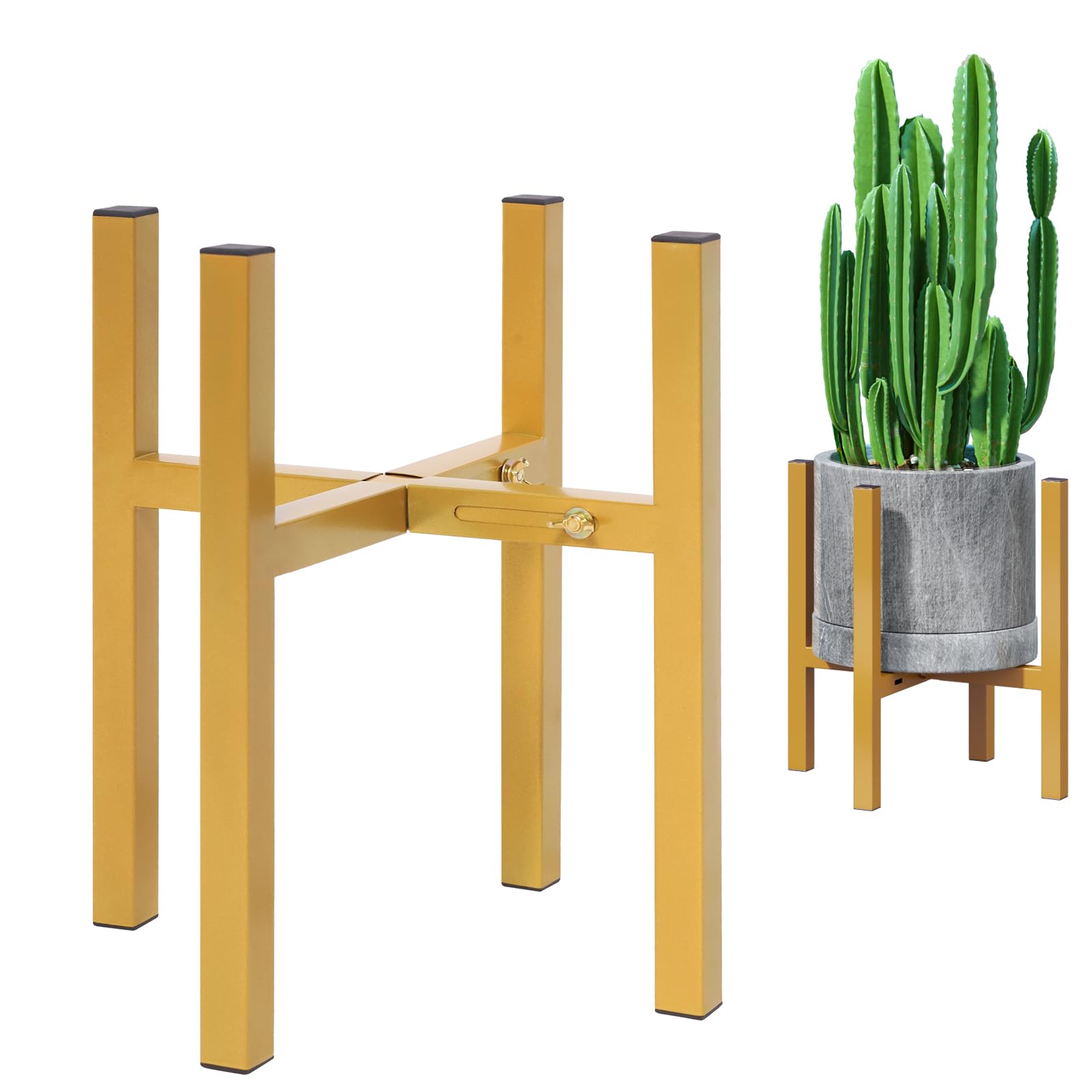PlantsHome Fun Metal Plant Stand Indoor outdoor, large size heavy duty Adjustable Plant Stands for 12 to 16 Inches Pots, Mid Century Modern flower pots Holder Planter stand (gold )