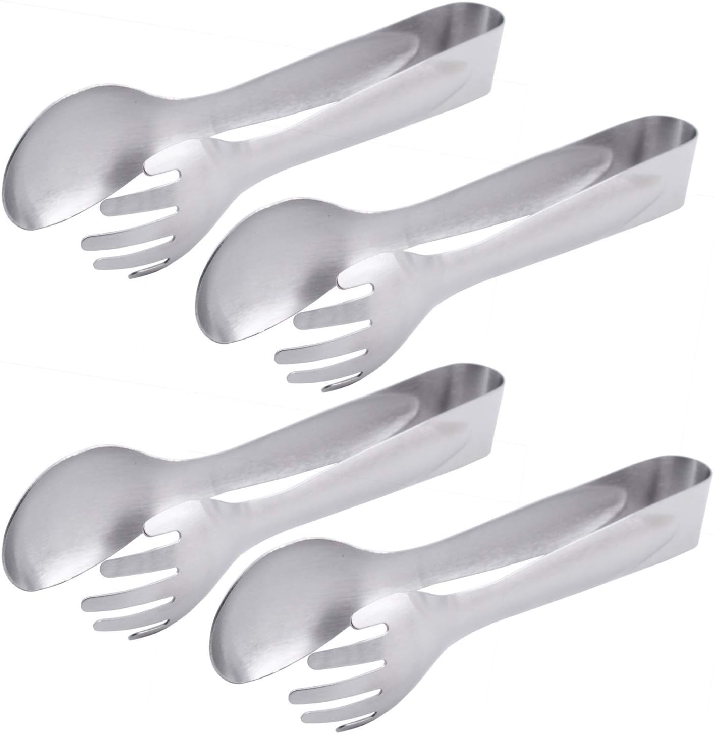 Serving Tongs 8-Inch Stainless Steel Salad Tongs Fork and Spoon Tongs, Set of 4