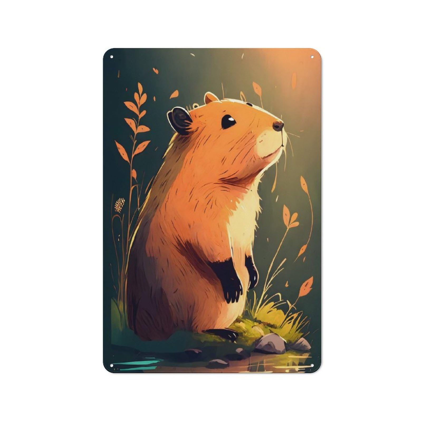 Junmoney Cute Capybara Retro Kitchen Metal Sign 30X20cm Featuring Bistro Wall Plaque For Restaurant, Kitchen, Counter Or Breakfast Nook