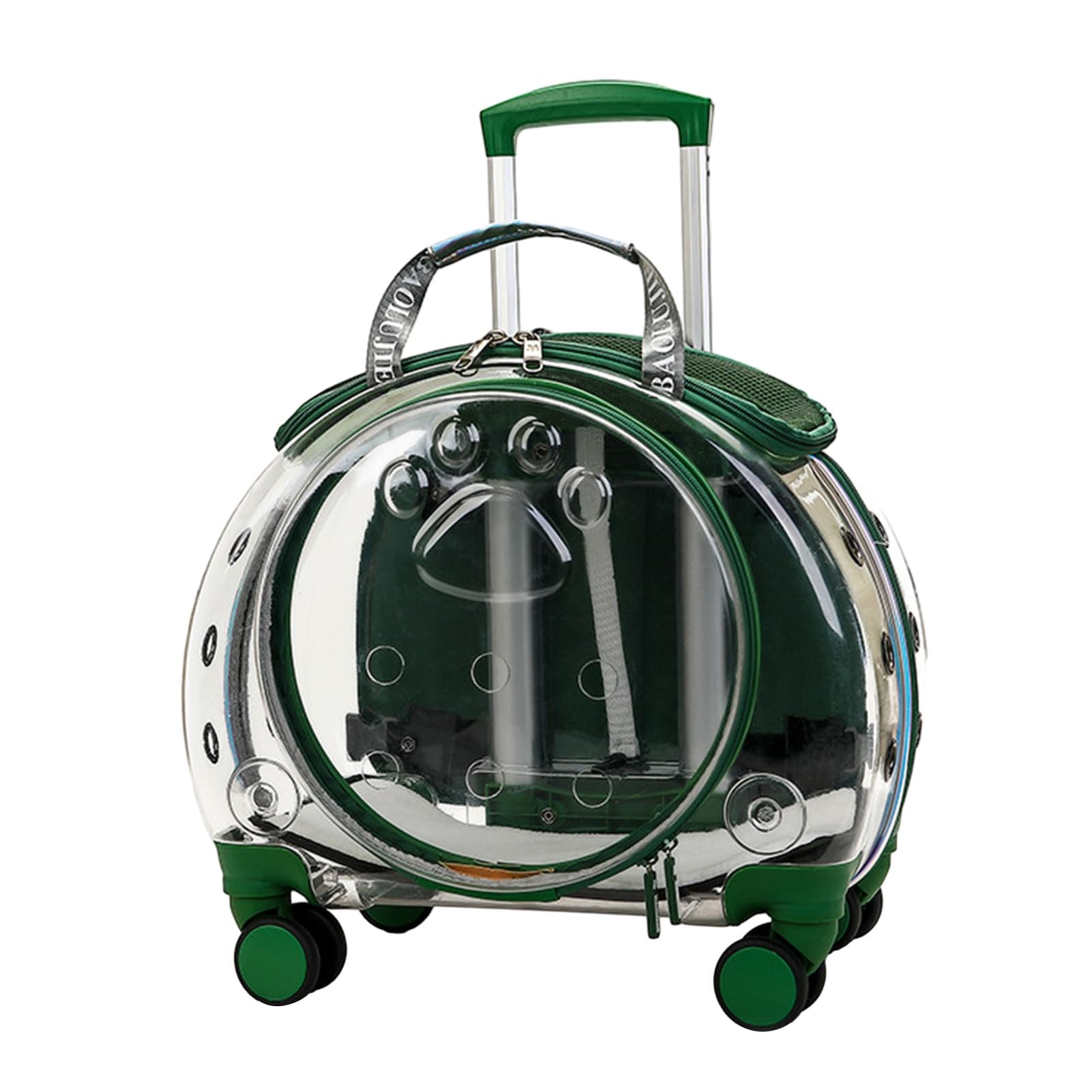 Transportador para gatos con ruedas, transportador transparente de burbujas para gatos, mochila para mascotas para gatitos, perros pequeños, agujeros de ventilación transparentes, ruedas