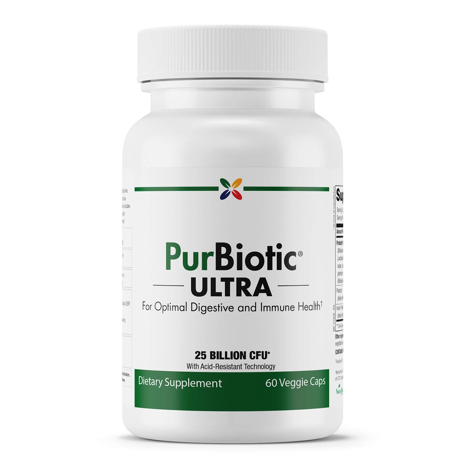 Stop Aging Now - PurBiotic® ULTRA 25 BILLION CFU (PRUWPT) - For Optimal Digestive and Immune Health - 60 Veggie Caps