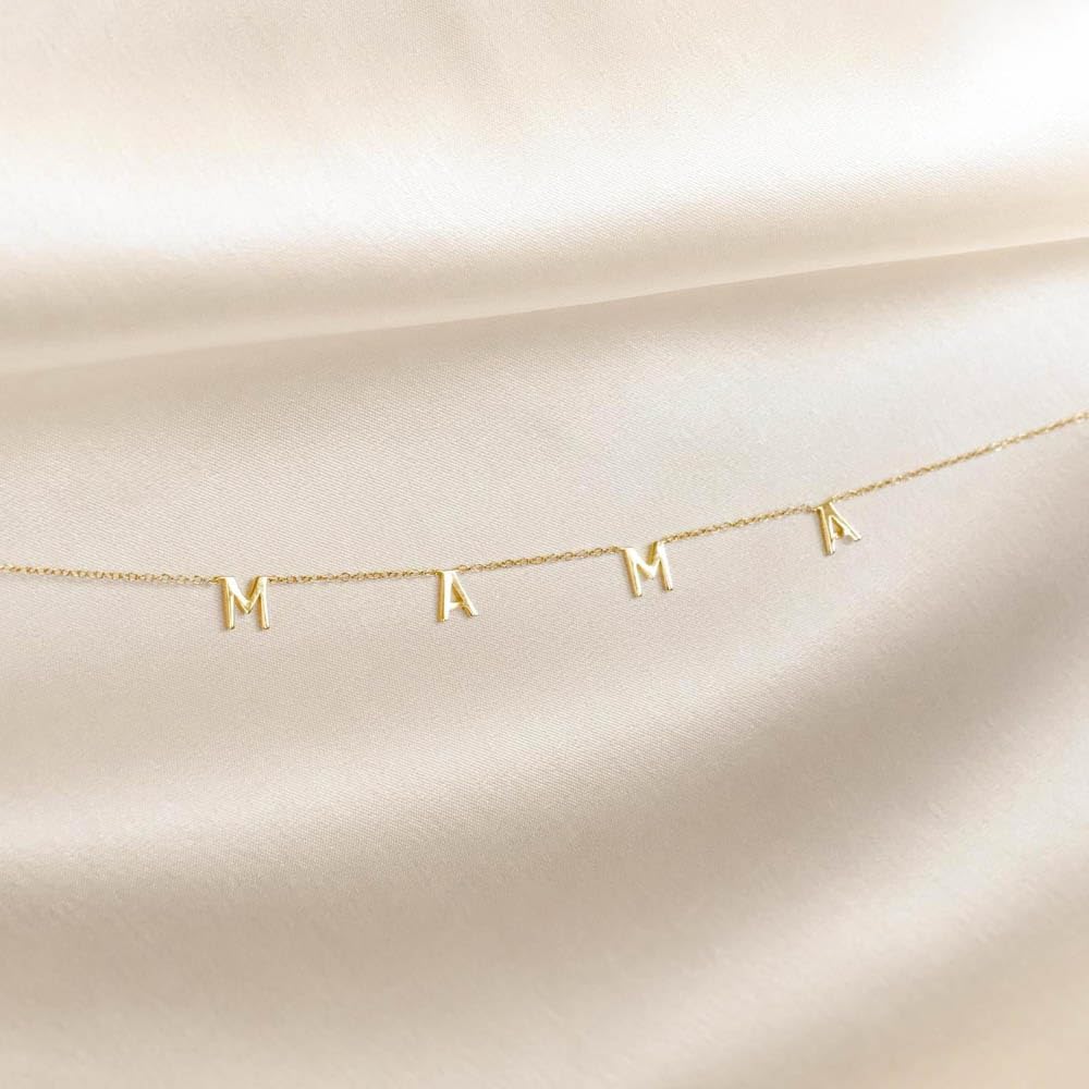 CAITLYNMINIMALIST Dainty Mama Necklace in 18K Gold 925 Sterling Silver Rose Gold Adjustable 16" 18" Mothers Day Gifts for Mom Grandma Wife