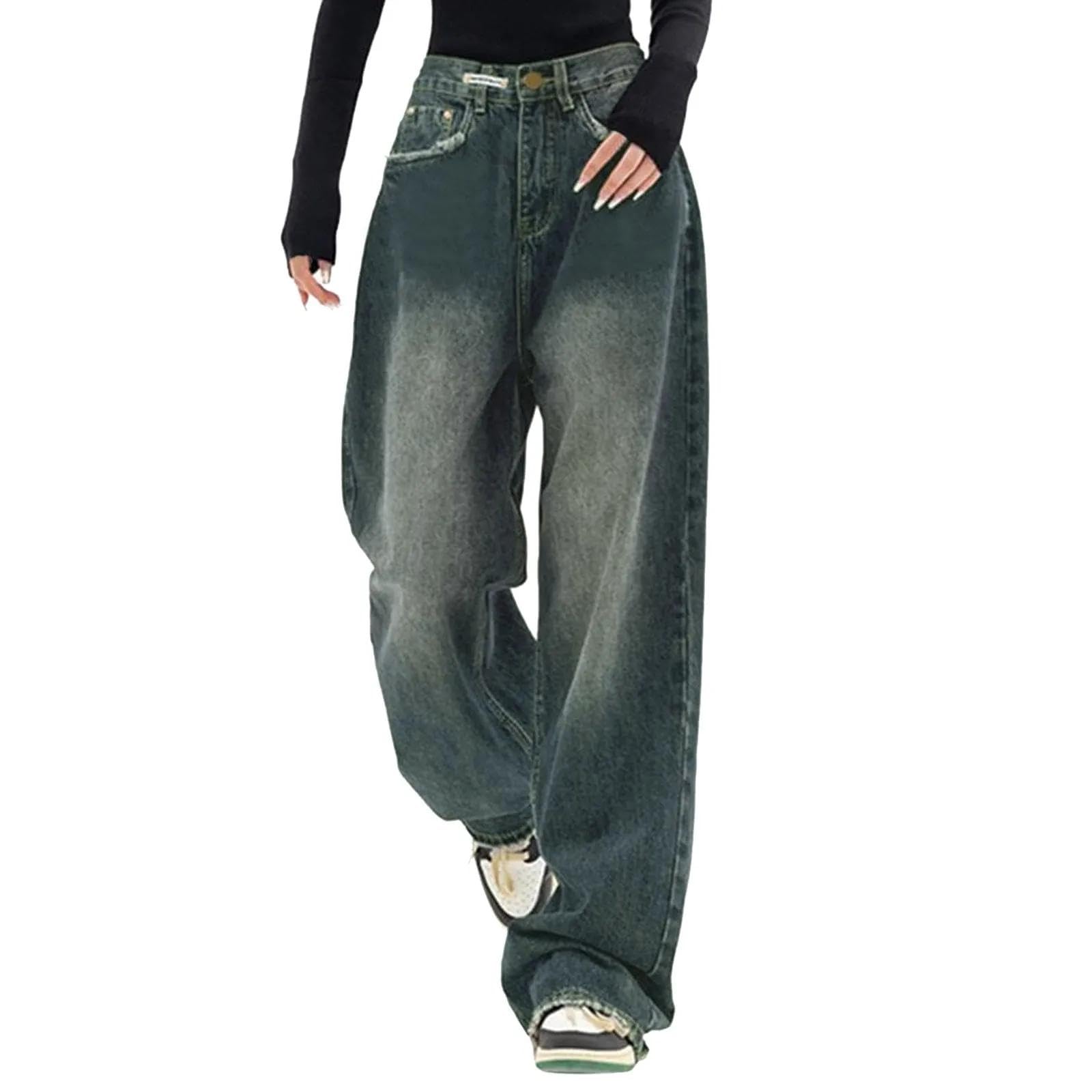 SiVaji Jean Jeans Damen Hose Jeanshose Female Womenfrauen Baggy Jeans Hosen Mädchen Vintage Denim Loose XXXXL Blau