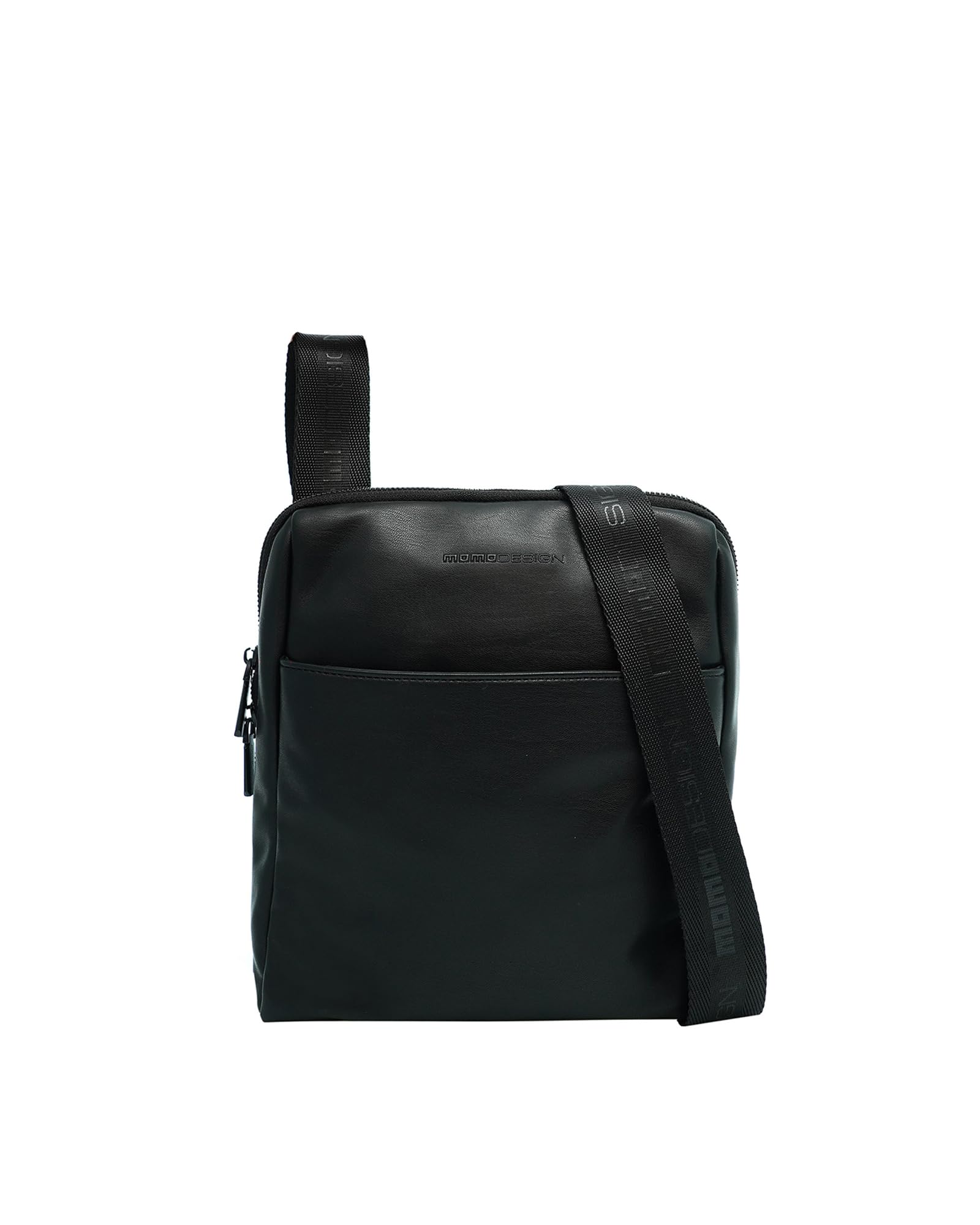 MOMO Design Borsa a tracollada da uomo in Ecopelle Prodotto vegano 24x28x3 cm MO-17PU-BLACK