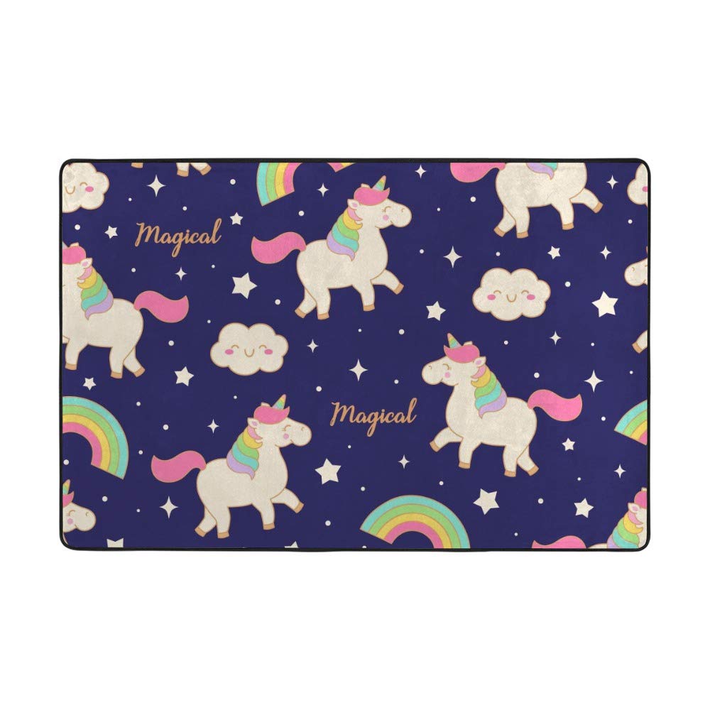 Tapis licorne arc-en-ciel lavable et doux pour protéger les pieds du froid
