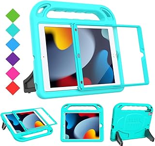 BMOUO Kids Case for iPad 10.2 2020/2019, iPad 10.2 Case - Built-in Screen Protector for iPad 7th Generation Case, Shockproof Light Weight Handle Stand Kids Case for Apple iPad 10.2" 2020/2019 - Turquoise