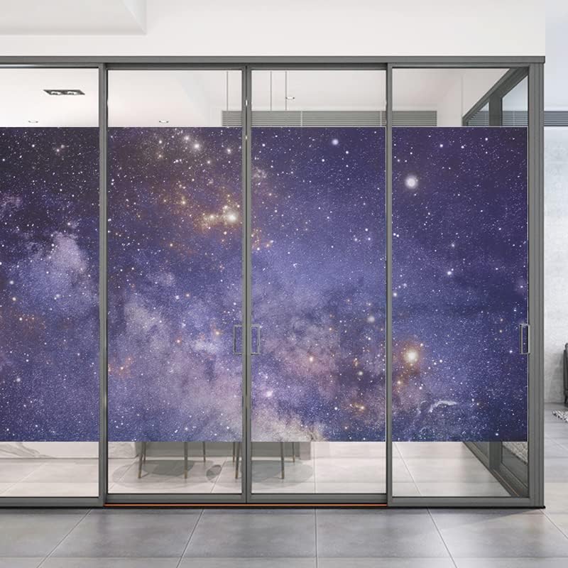 Mysterious Starry Sky Window Privacy Film Decorative Window Sticker No Glue Static Window Cling Frosted Window Decals 23.6"x47.2"(60x120cm)