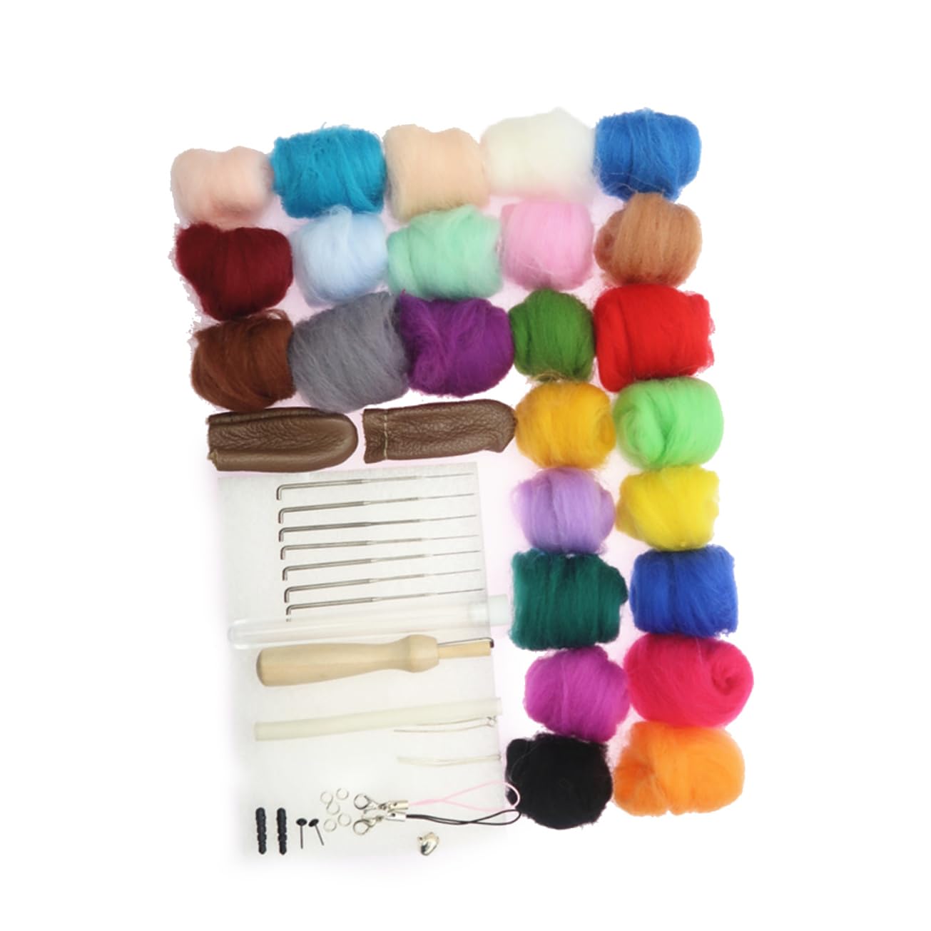 COHEALI Craft Kit: 25 Colorful Wool Roving Fiber Yarn for DIY for Needle Felting Wet Felting Crafts