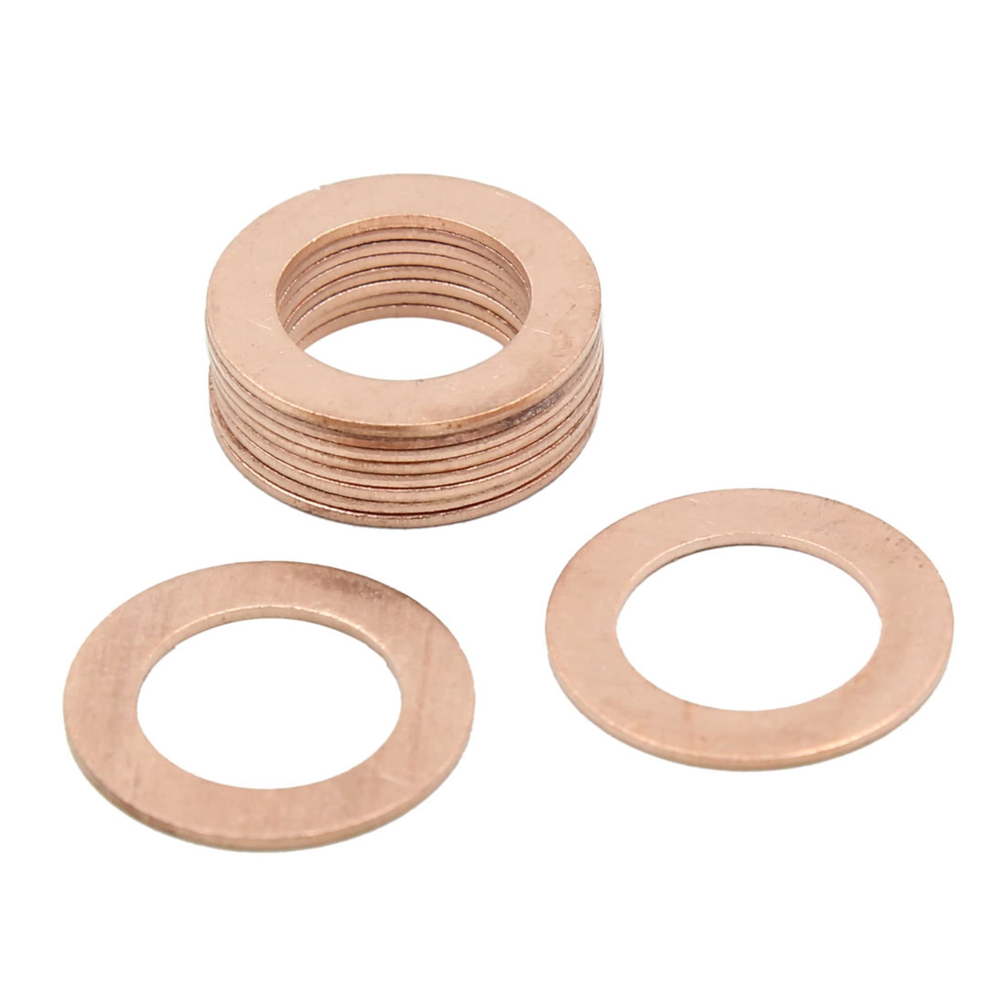 X AUTOHAUX 15mm Inner Dia Copper Crush Washers Car Flat Sealing Gaskets 10pcs-image-25