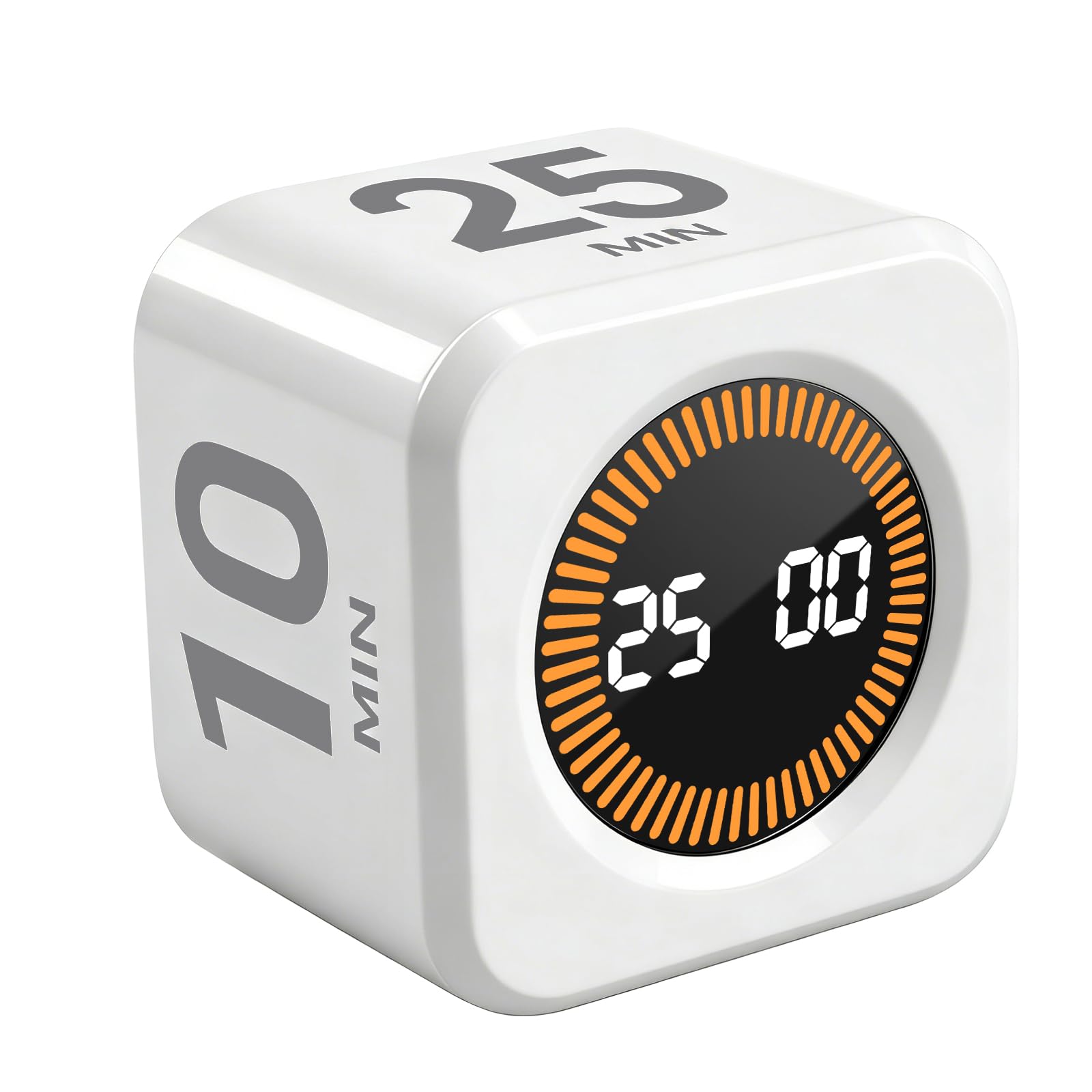 Pomodoro - Cubo temporizador para productividad, 5/25/10/50 minutos preestablecido, sensor de gravedad digital, temporizador visual de escritorio para TDAH, modo silencioso, ideal para oficina