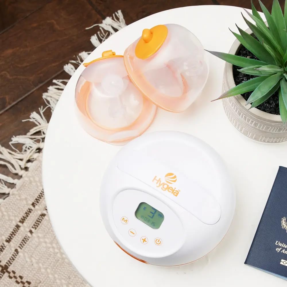 Hygeia Tiralatte elettrico Express – Forza di grado ospedaliero, indossabile a mani libere, portatile e ricaricabile con adattatore AC, include coppe da 27 mm e inserti da 24 mm