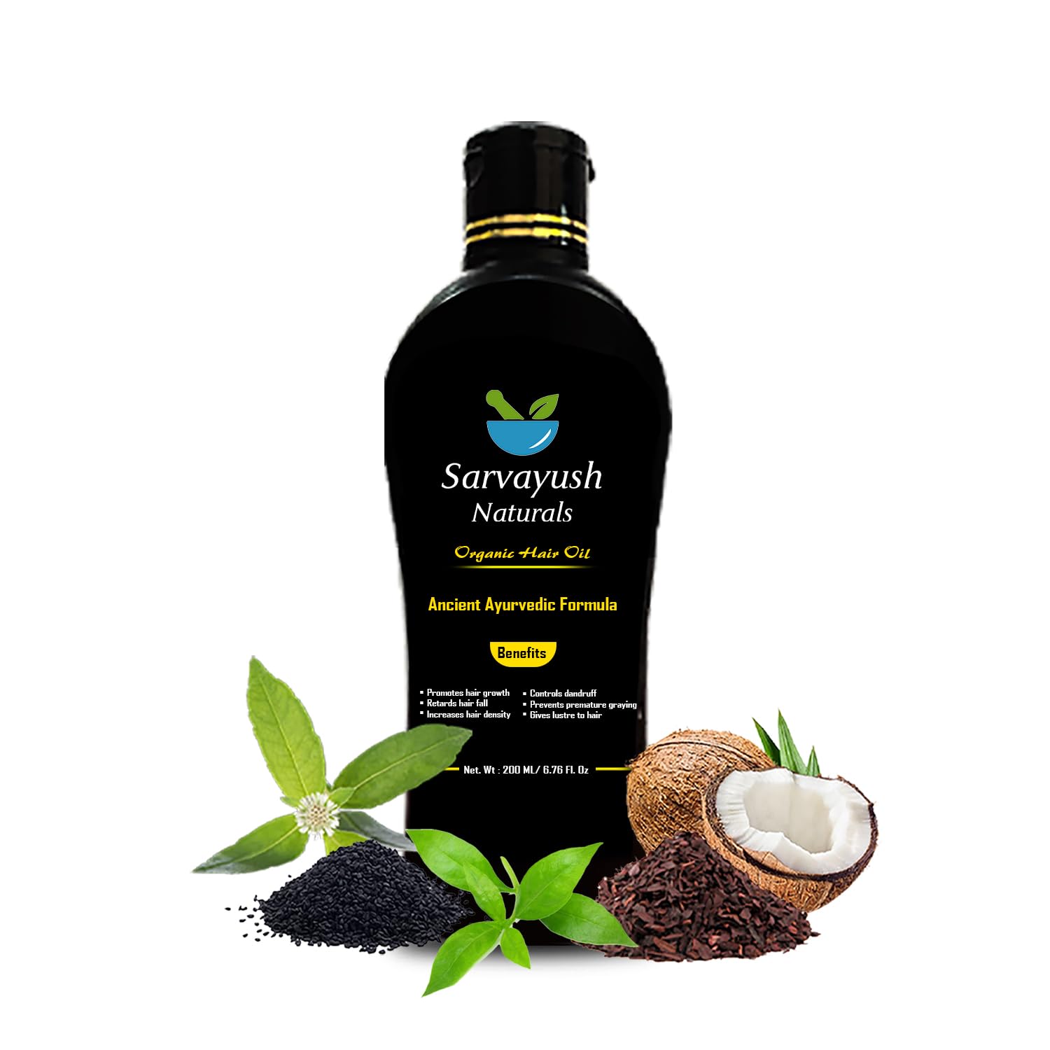 Organic Hair Oil | Hair Fall Control and Hair Growth with Bringharaj, Alkanet root, Amla & Nigella seeds. (200ml)-image-12
