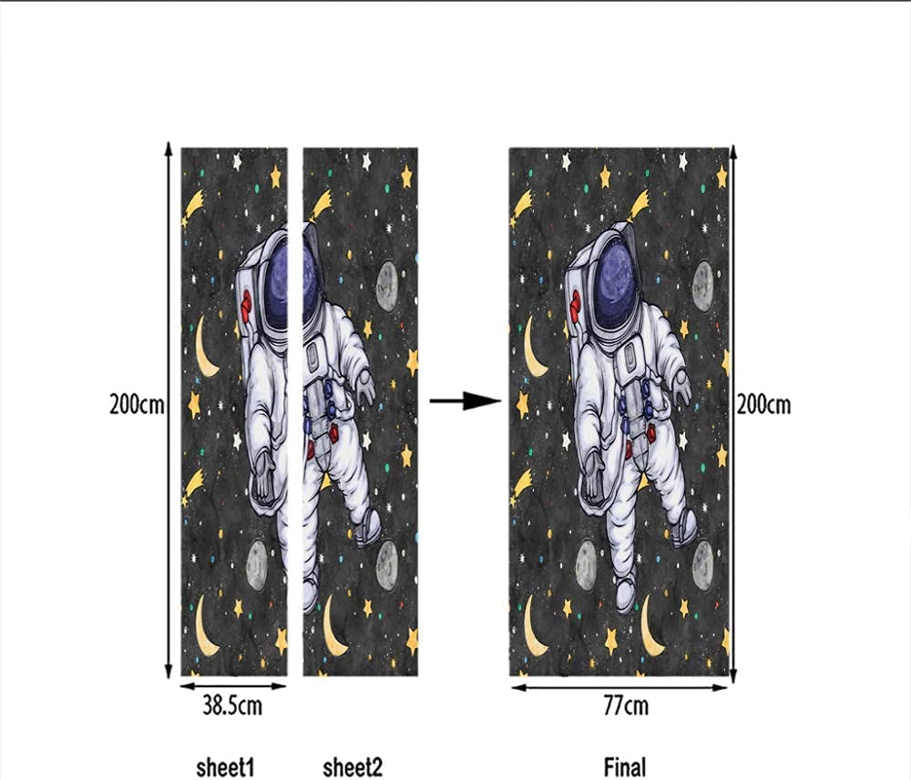 Adesivo Per Porta 3D Con Astronauta – Decalcomania Spaziale 90x210 Cm, Rimovibile In Vinile Per Camera Da Letto E Soggiorno