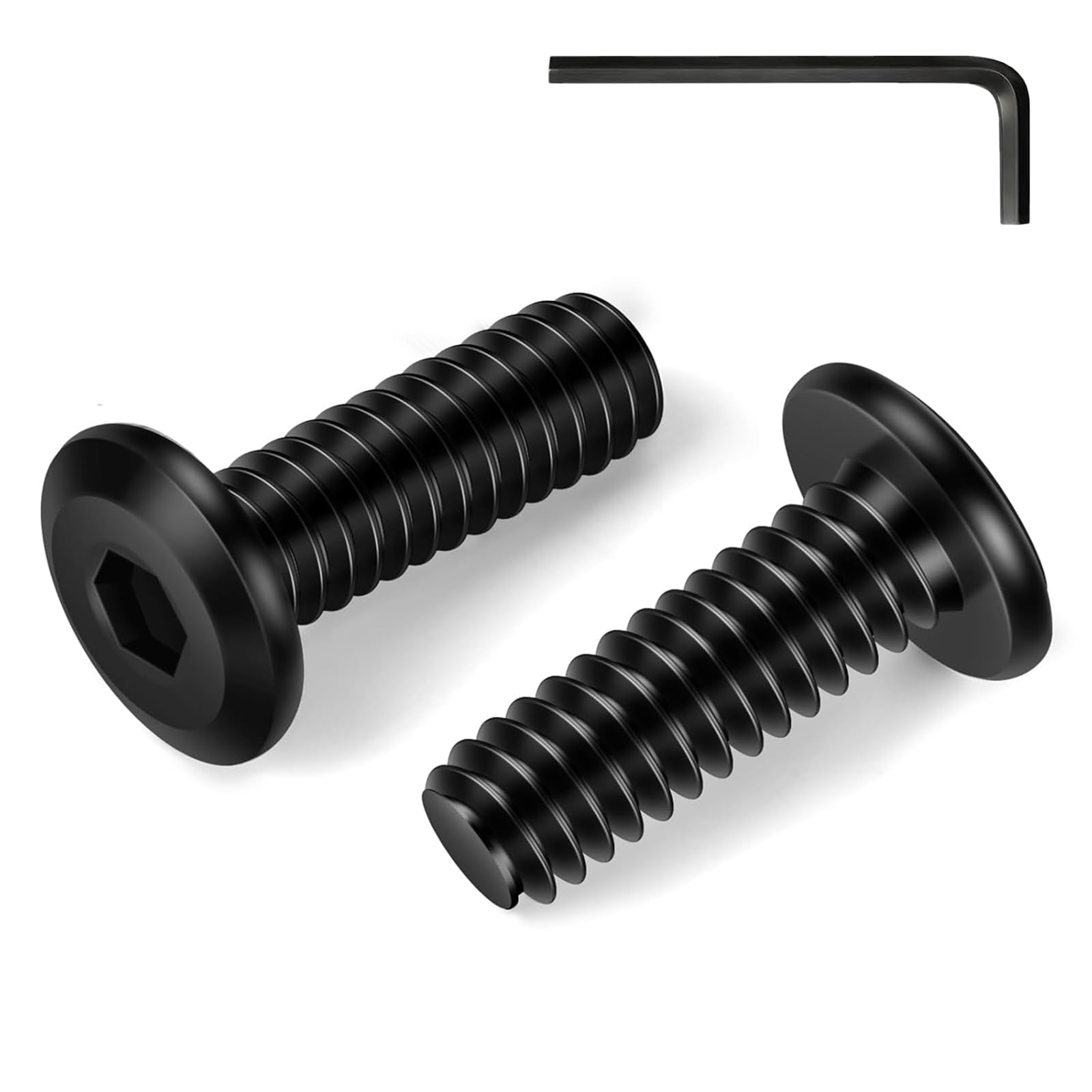 30Pcs M4 Bolts, M4 x 12mm Flat Head Socket Cap Screw Bolts, Allen Socket Drive Screws Assortment, Stainless Steel Black Oxide Bolt with Hex Key