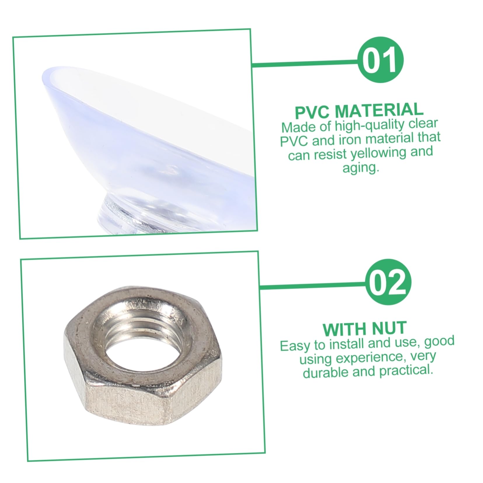 NUOBESTY 3 Juegos De Ventosas De Tornillo con Almohadilla Antideslizante Y Tuerca para Ventana Multiusos Ventosas para Tornillos De Hogar para Superficies De Vidrio Potentes Ventosas