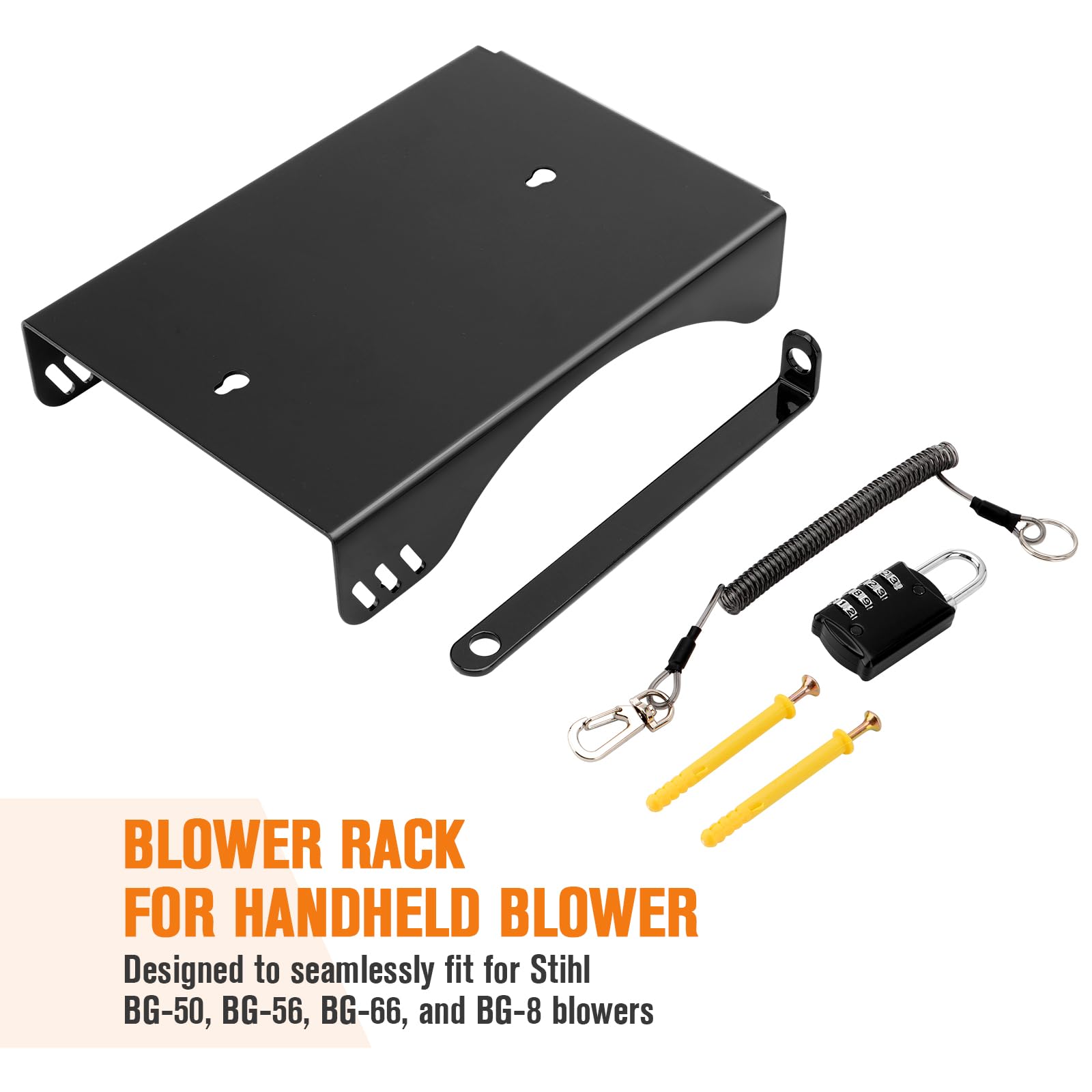 Heavy-Duty Blower Rack For Stihl BG-50, BG-56, BG-66, BG-86 - Wall Mount Storage With Lock
