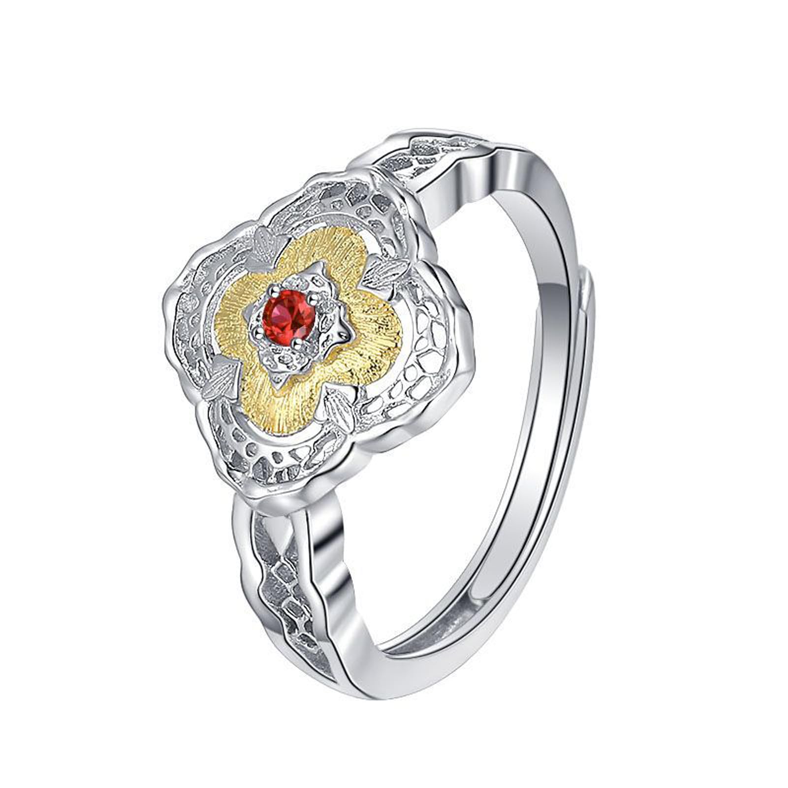 hixswnu Verstellbarer offener Ring aus S925-Silber für Damen, Daumenring für Verlobung und Hochzeit, Zirkonia, Accessoires für Damen und Mädchen