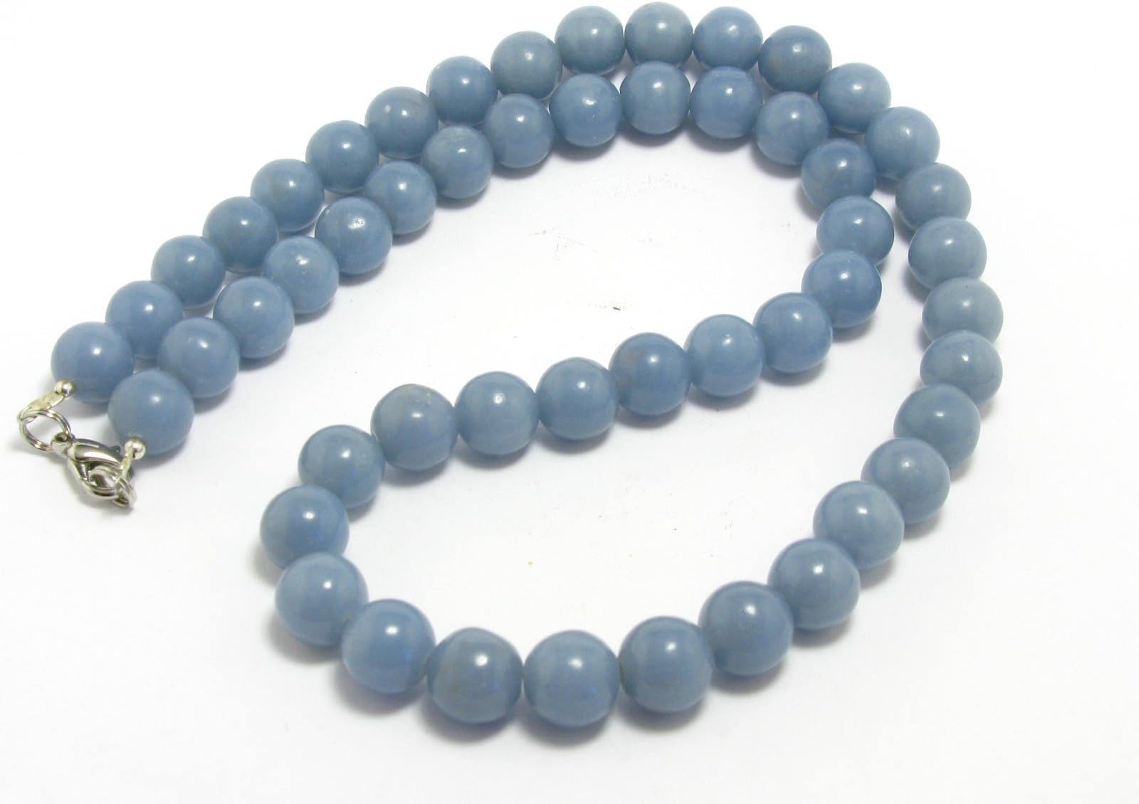 Angelite Angellite Round Necklace Beads - 20"